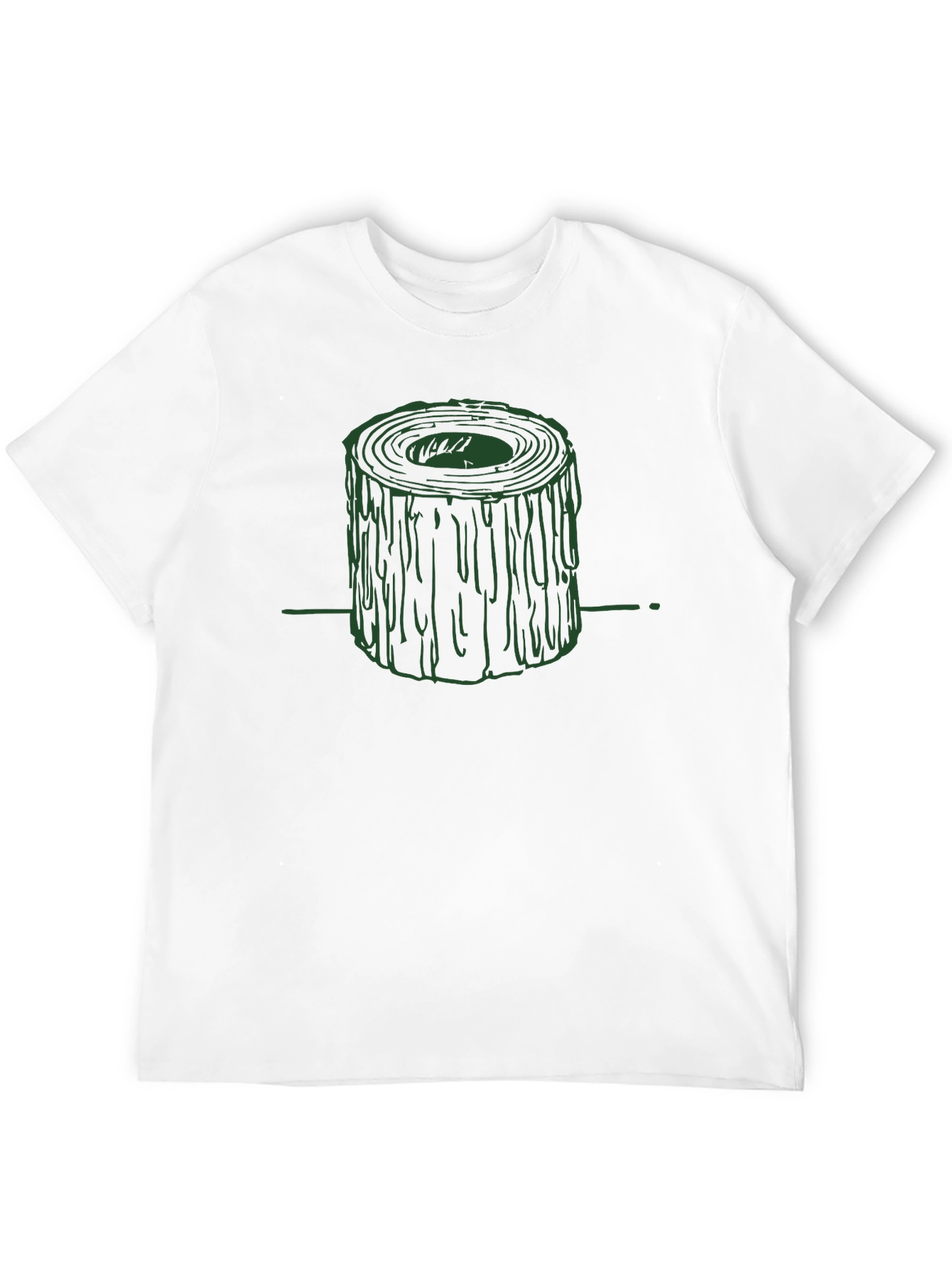Green Tree Stump Graphic Black T-Shirt