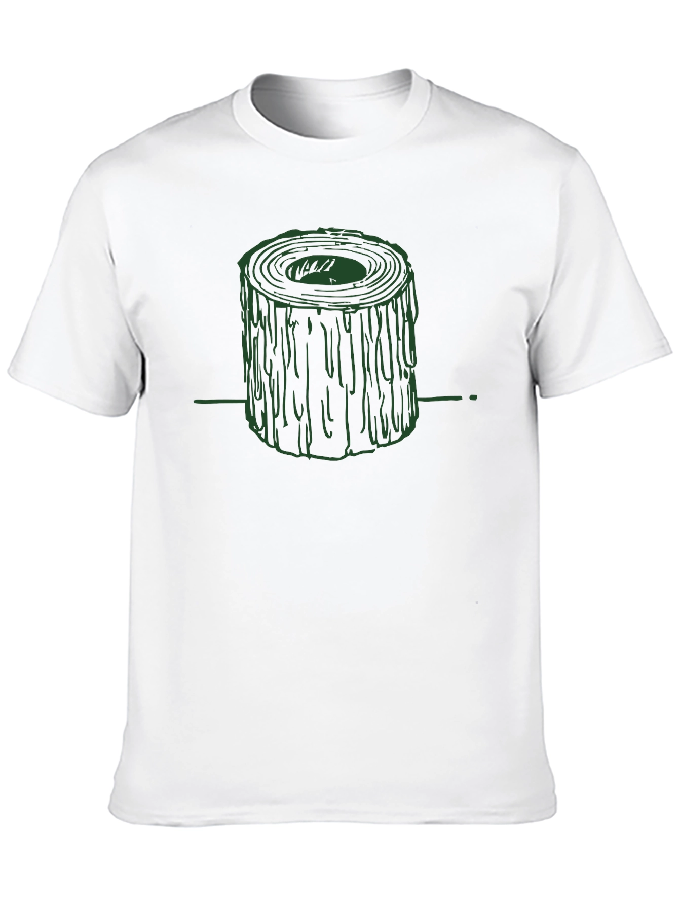 Green Tree Stump Graphic Black T-Shirt