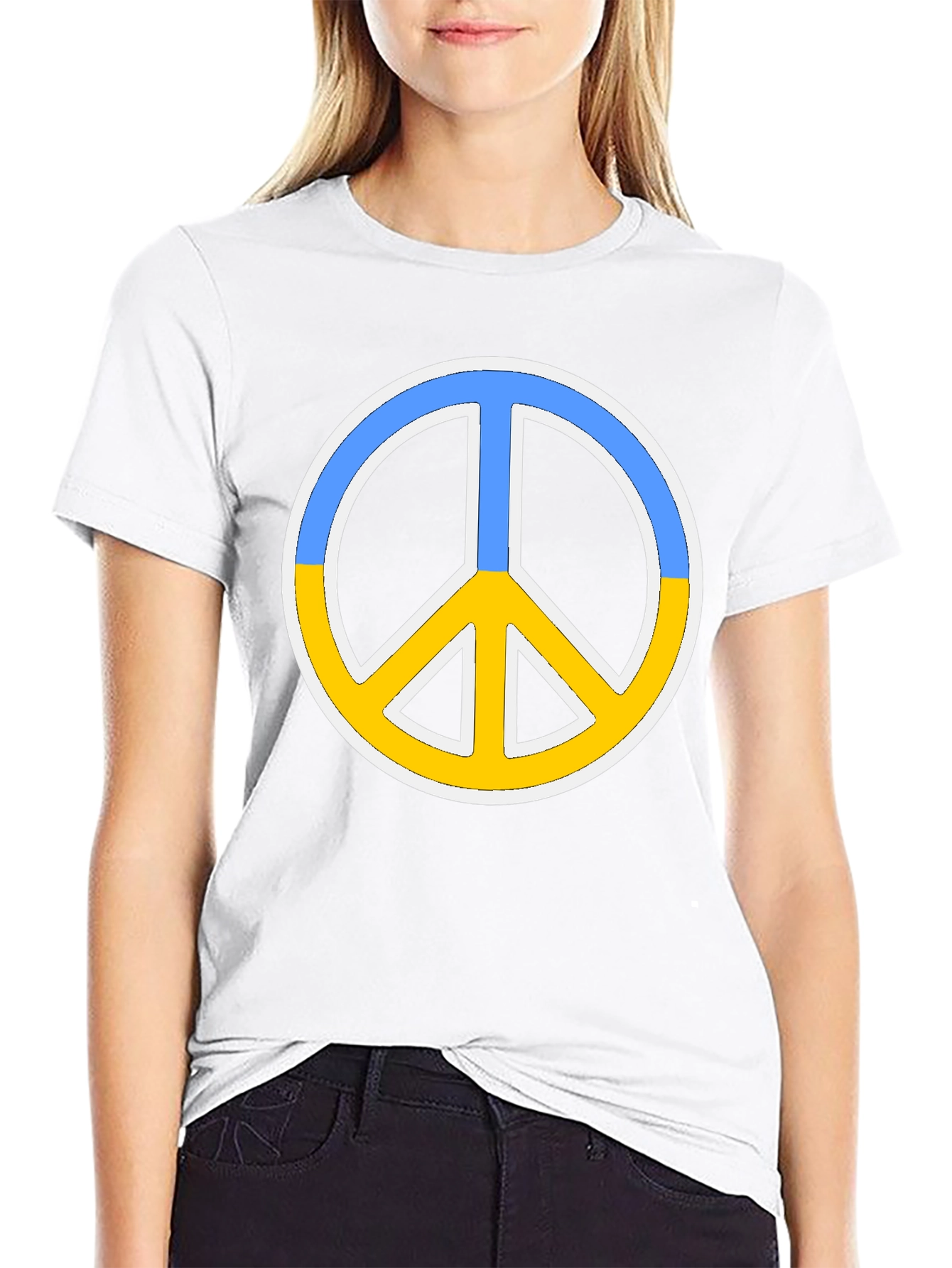 Ukraine Peace Sign Black T-Shirt