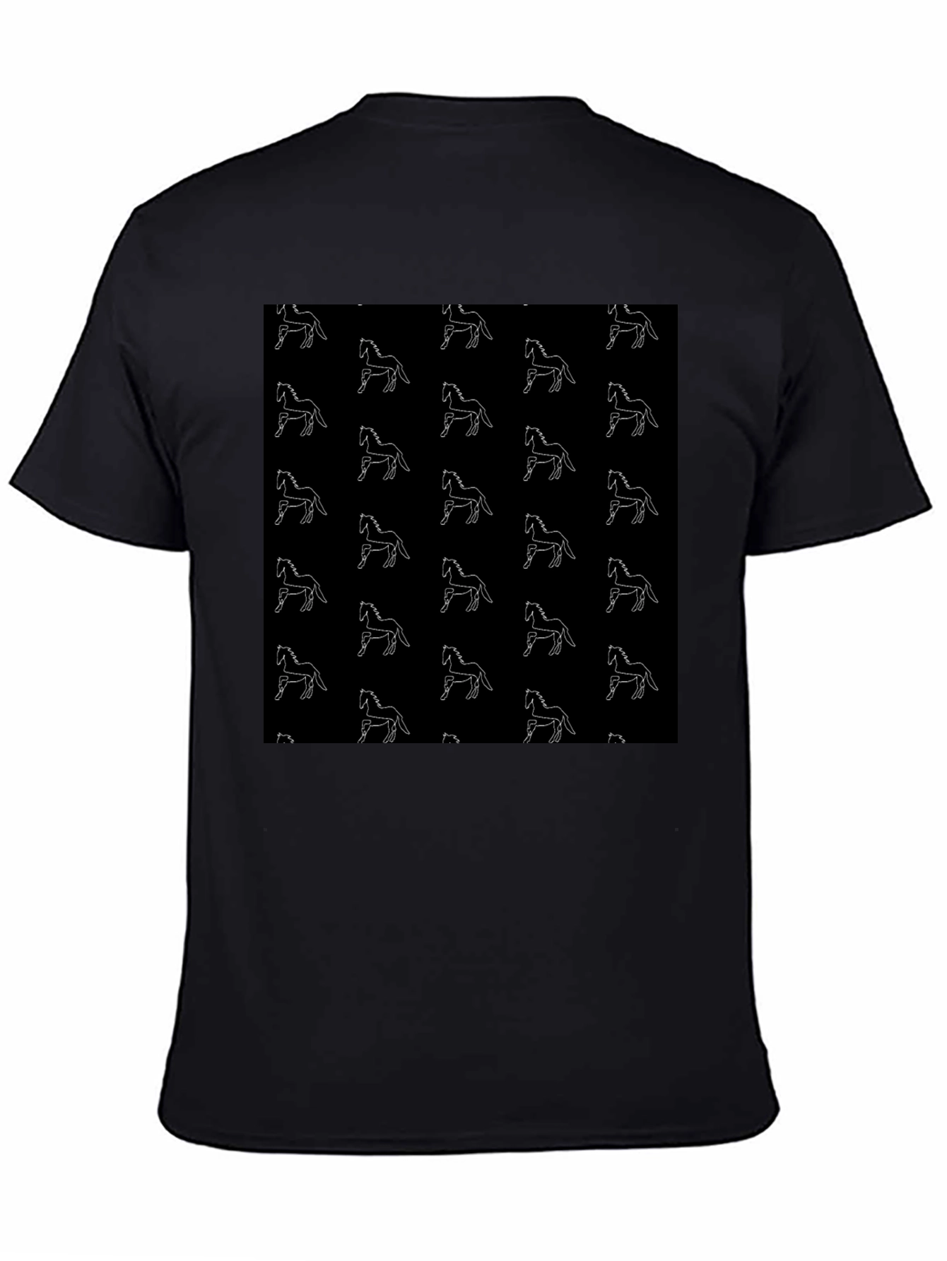 Horse Pattern Black T-Shirt