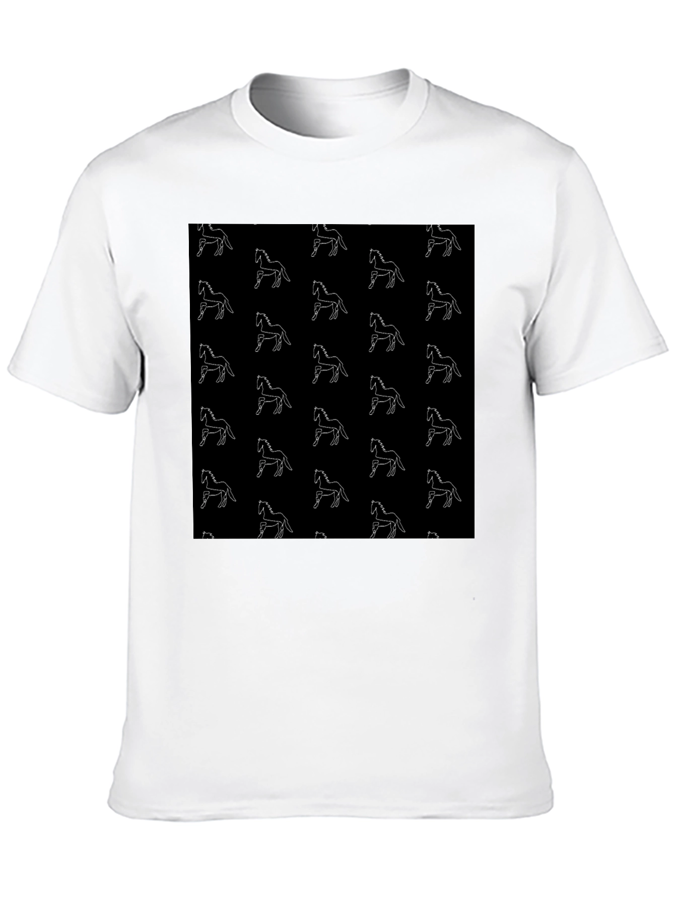 Horse Pattern Black T-Shirt