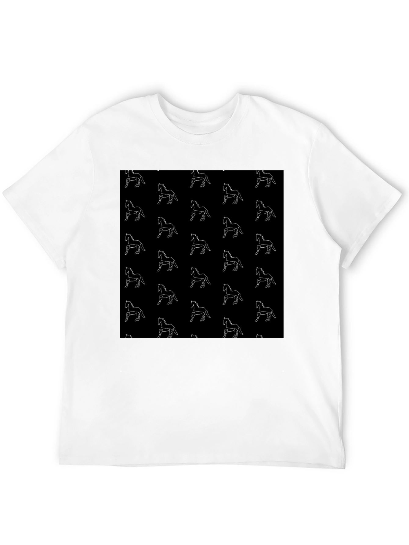 Horse Pattern Black T-Shirt
