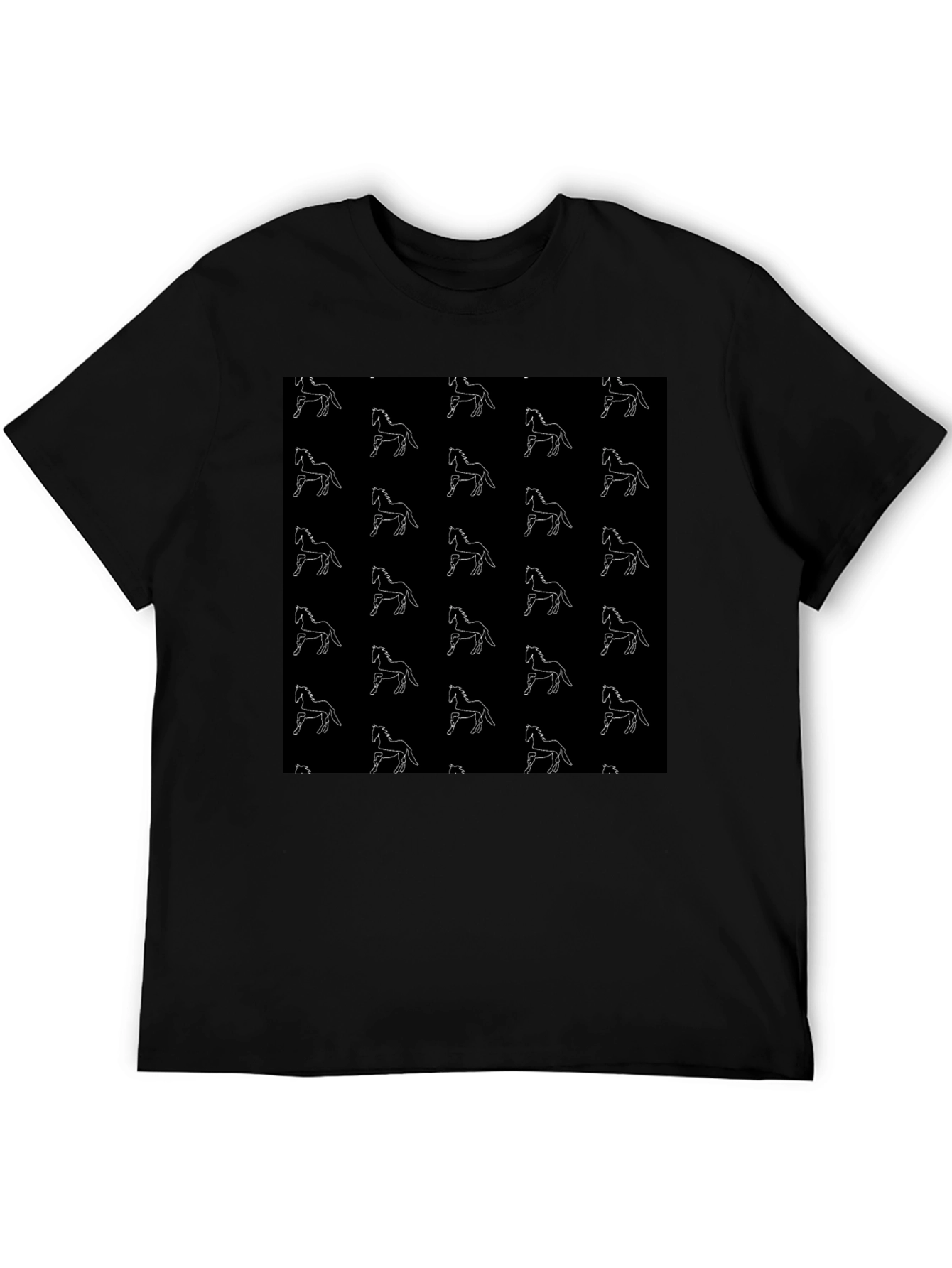 Horse Pattern Black T-Shirt