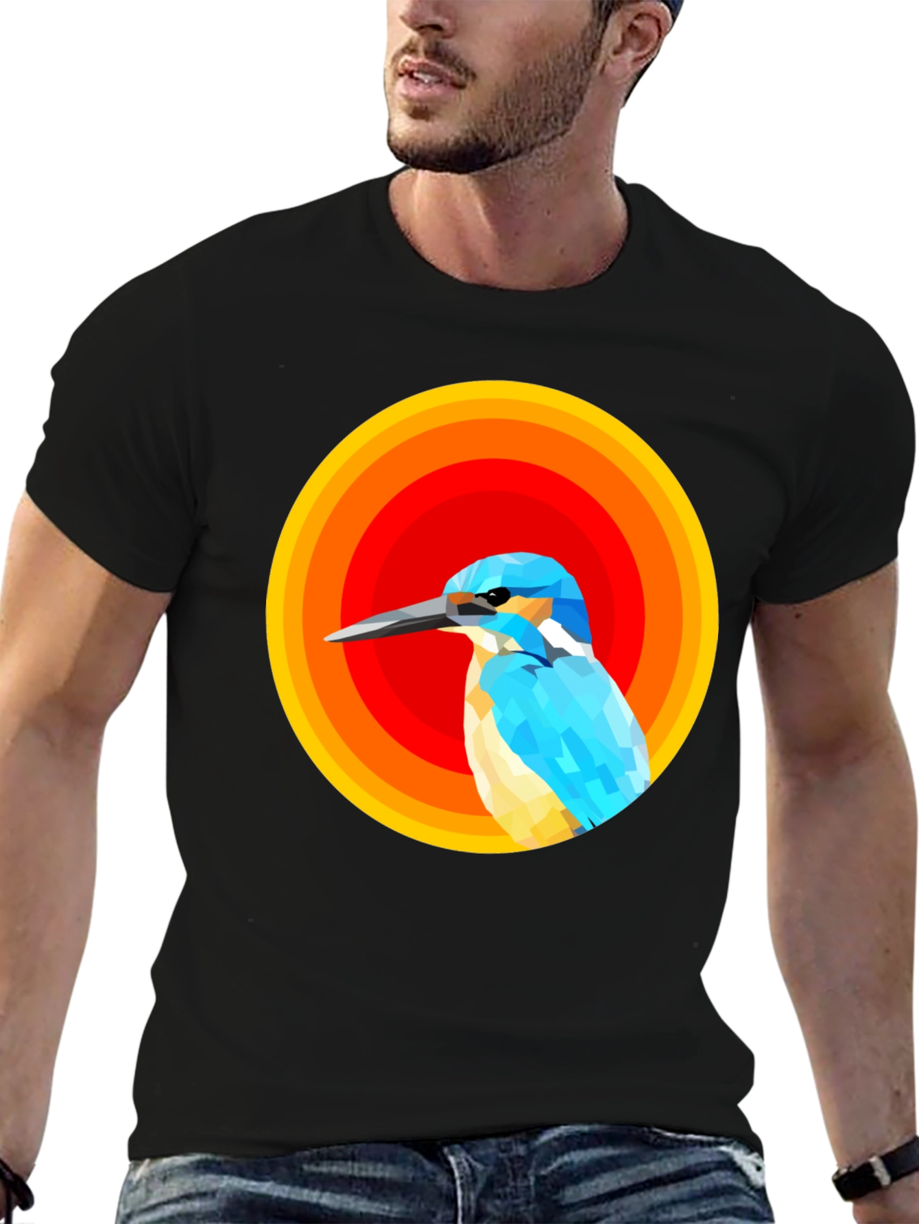 Abstract Bird Graphic Tee - Mens Black T-Shirt