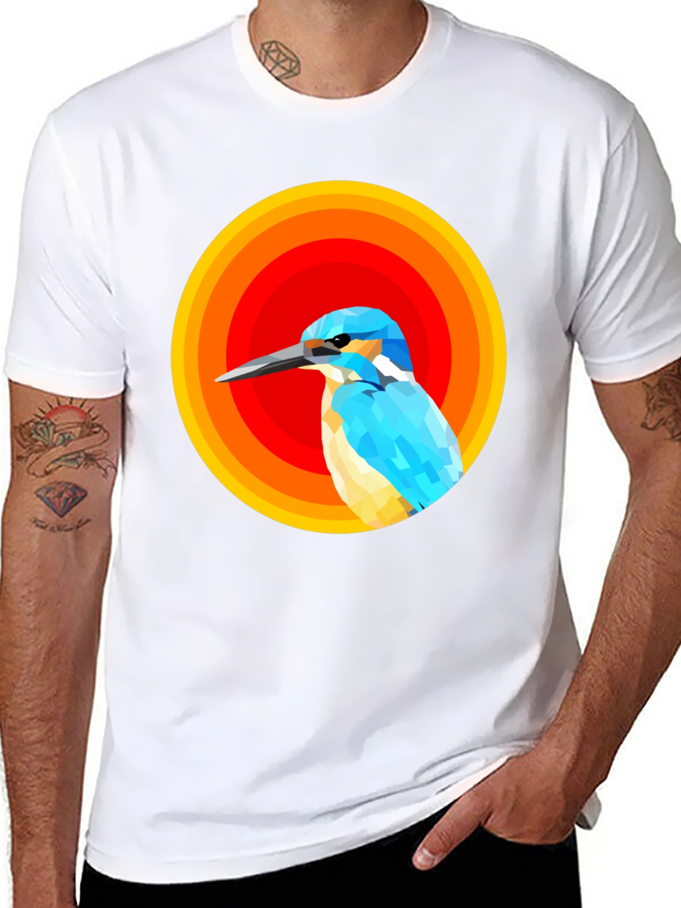 Abstract Bird Graphic Tee - Mens Black T-Shirt