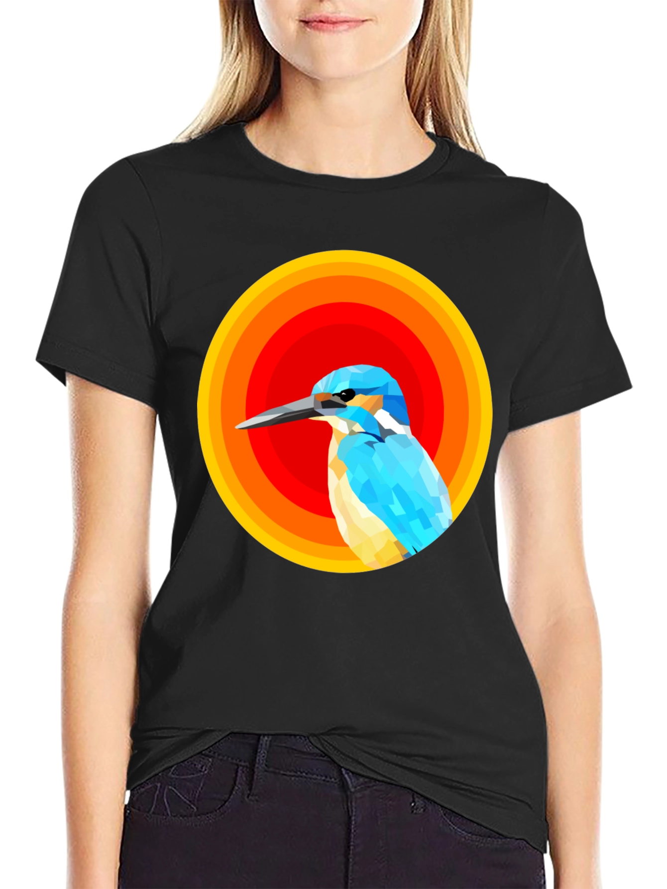 Abstract Bird Graphic Tee - Mens Black T-Shirt