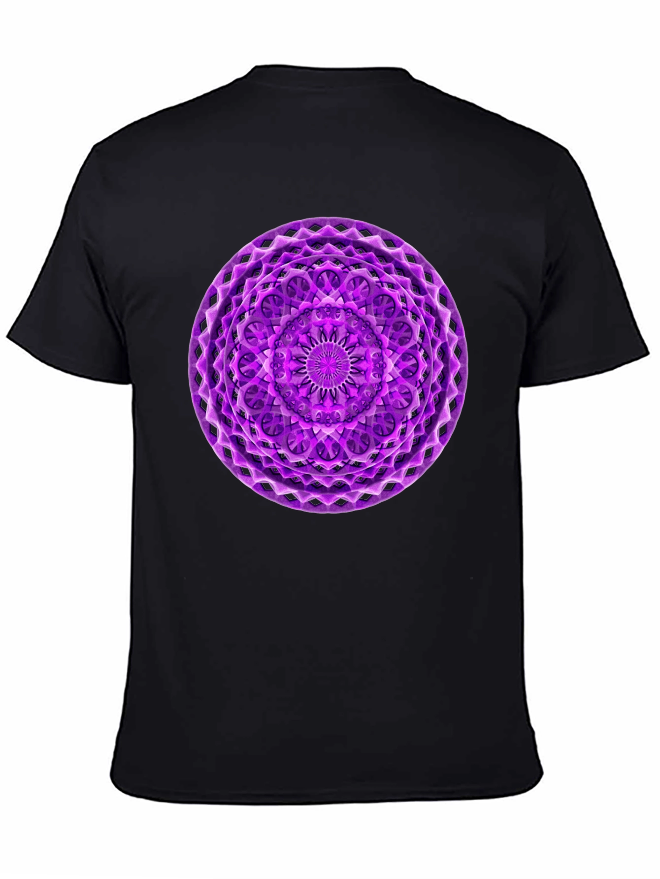 Purple Mandala Graphic Black T-Shirt