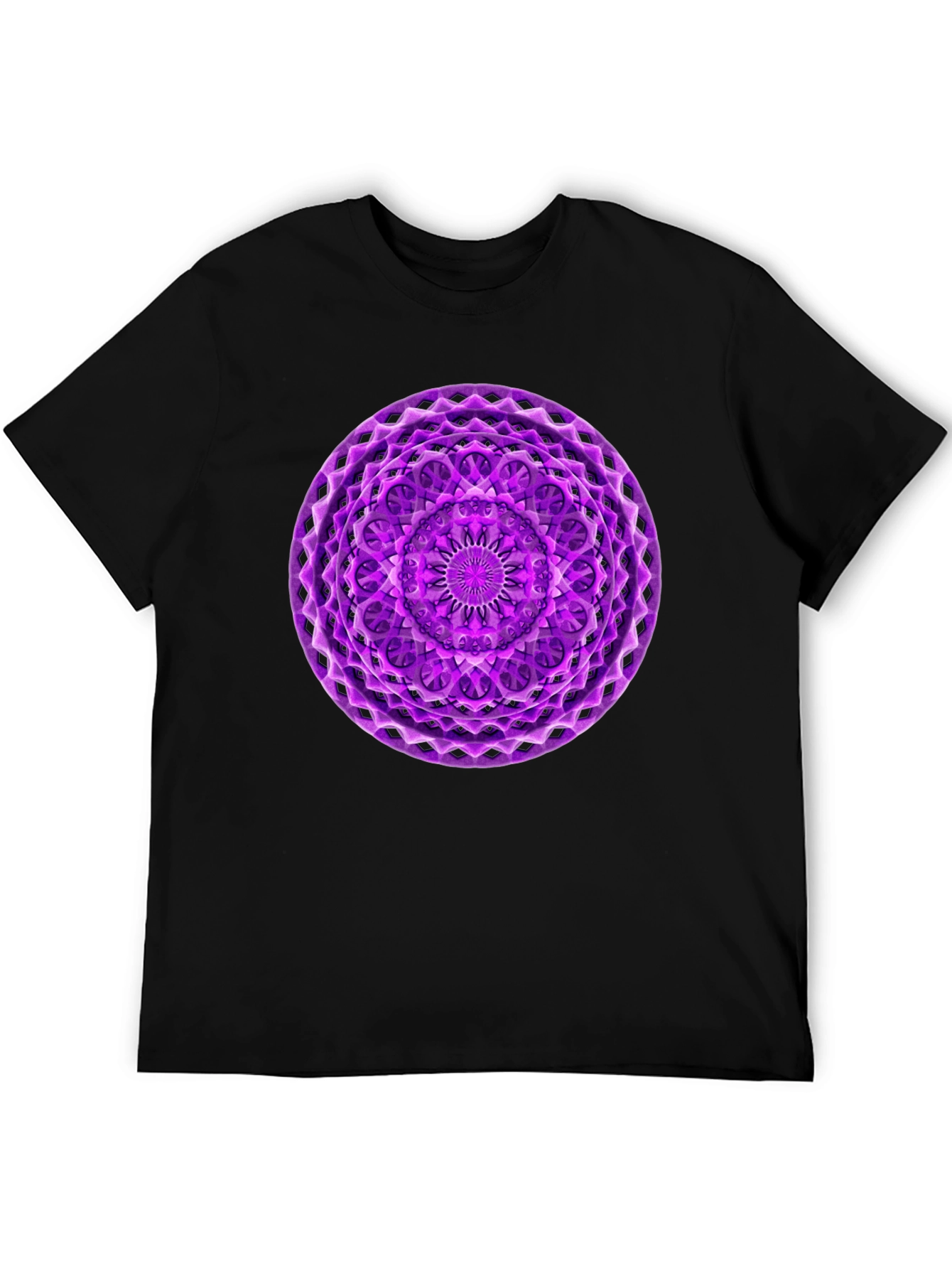 Purple Mandala Graphic Black T-Shirt