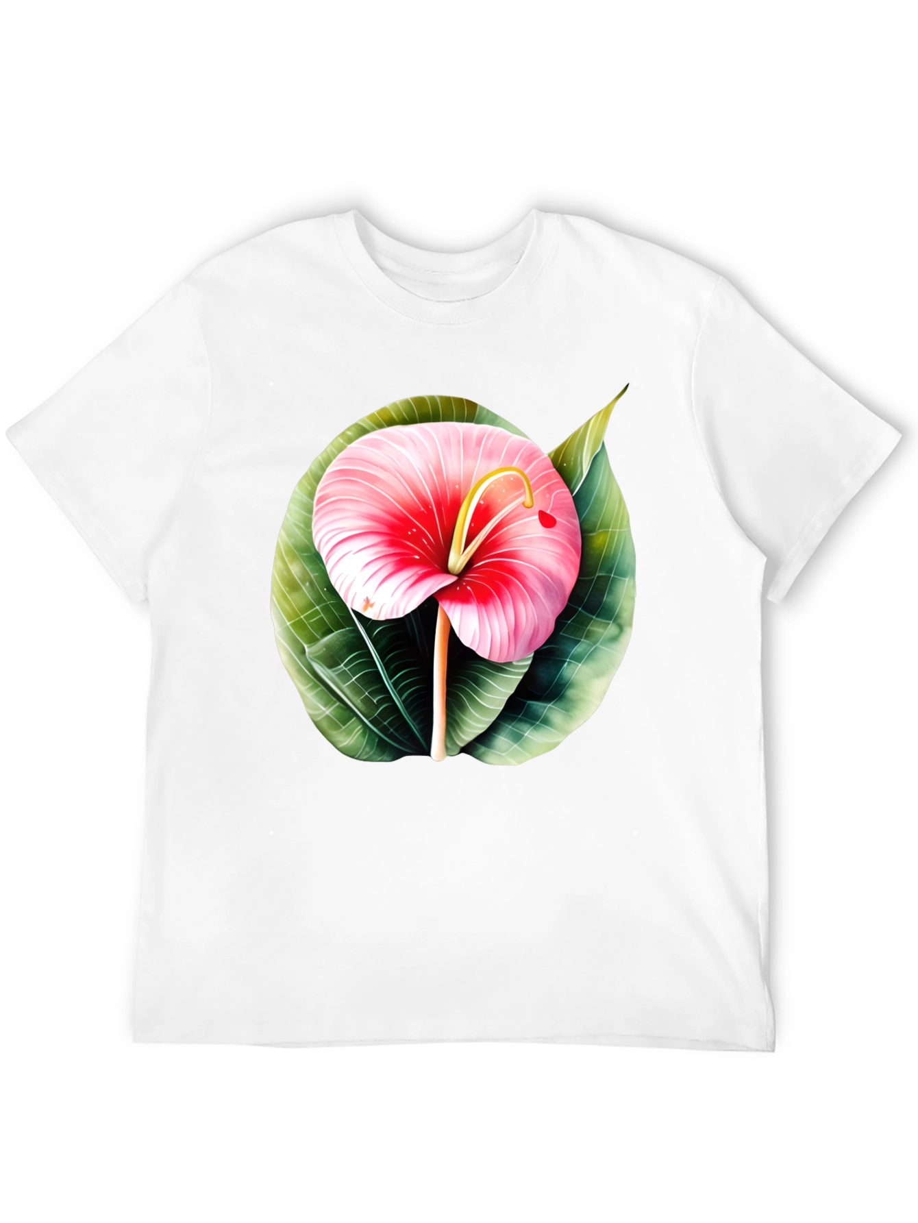 Tropical Flower Graphic Tee - Mens Black T-Shirt