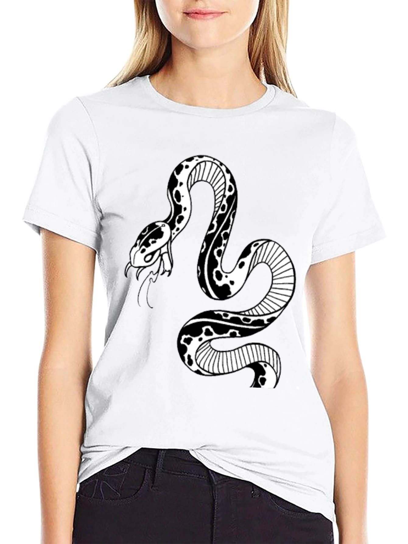 Black T-Shirt with Snake Graphic