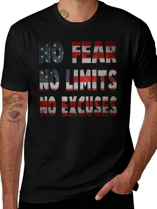 No Fear No Limits USA Flag Graphic Tee