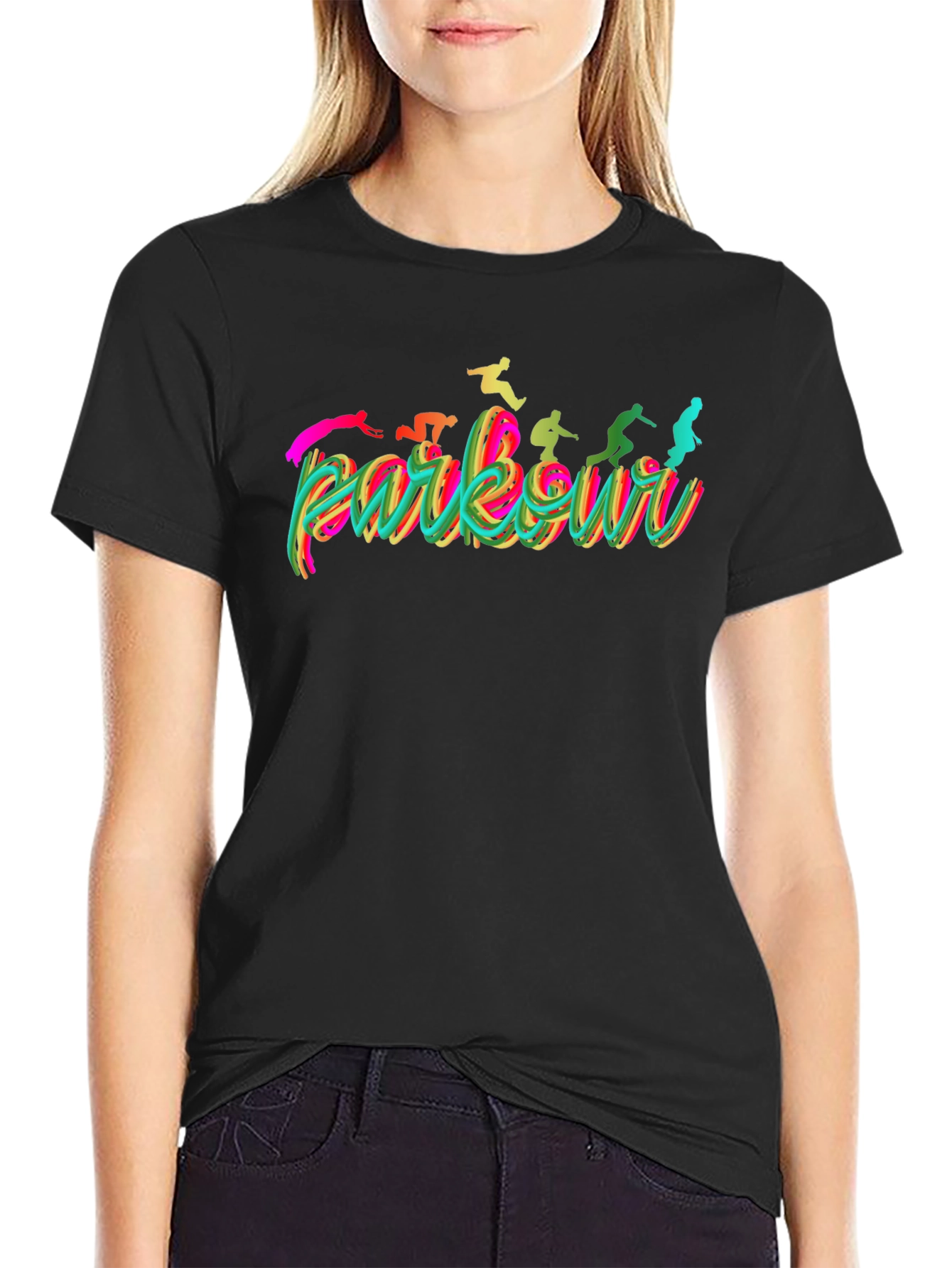 Parkour Silhouette Graphic Tee - Black