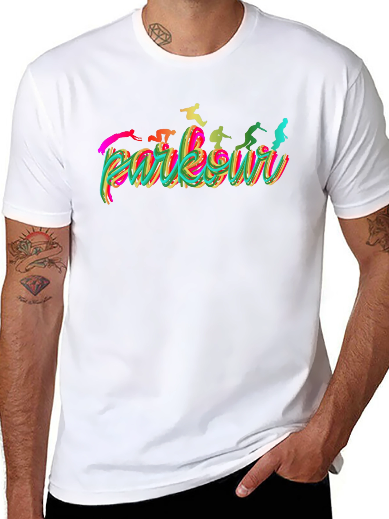 Parkour Silhouette Graphic Tee - Black