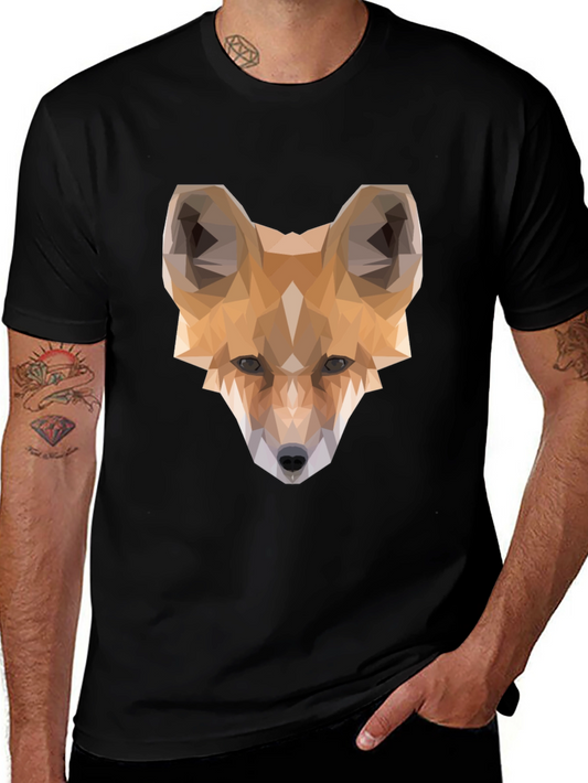 Geometric Fox Graphic Tee - Modern Mens T-Shirt