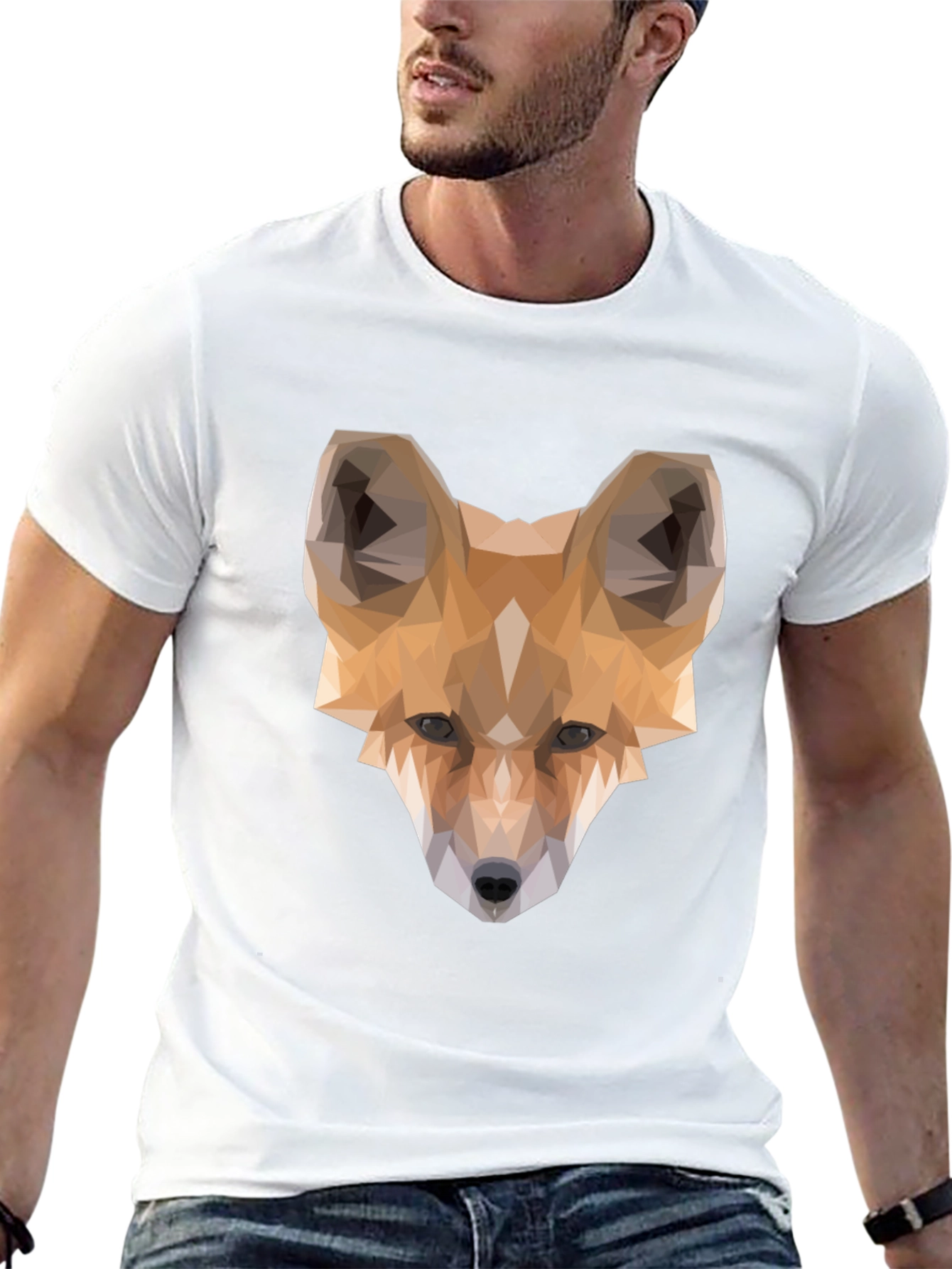 Geometric Fox Graphic Tee - Modern Mens T-Shirt