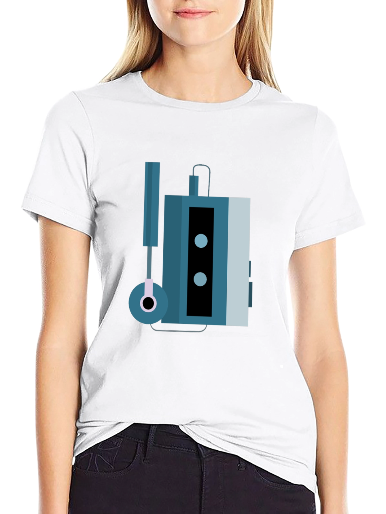 Retro Cassette Player Graphic Tee - Black