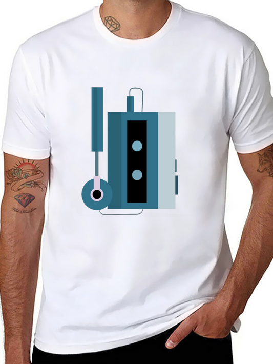 Retro Cassette Player Graphic Tee - Black
