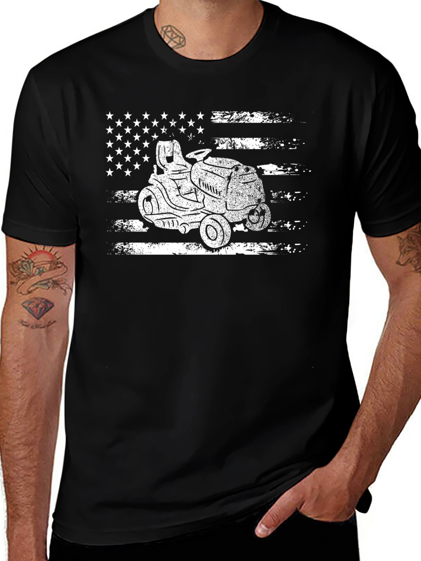 American Lawn Mower T-Shirt - Patriotic Ride