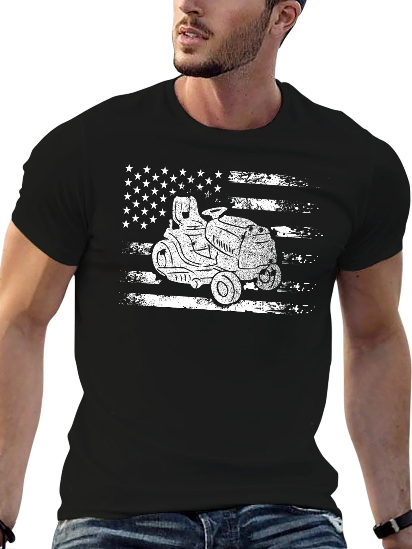 American Lawn Mower T-Shirt - Patriotic Ride