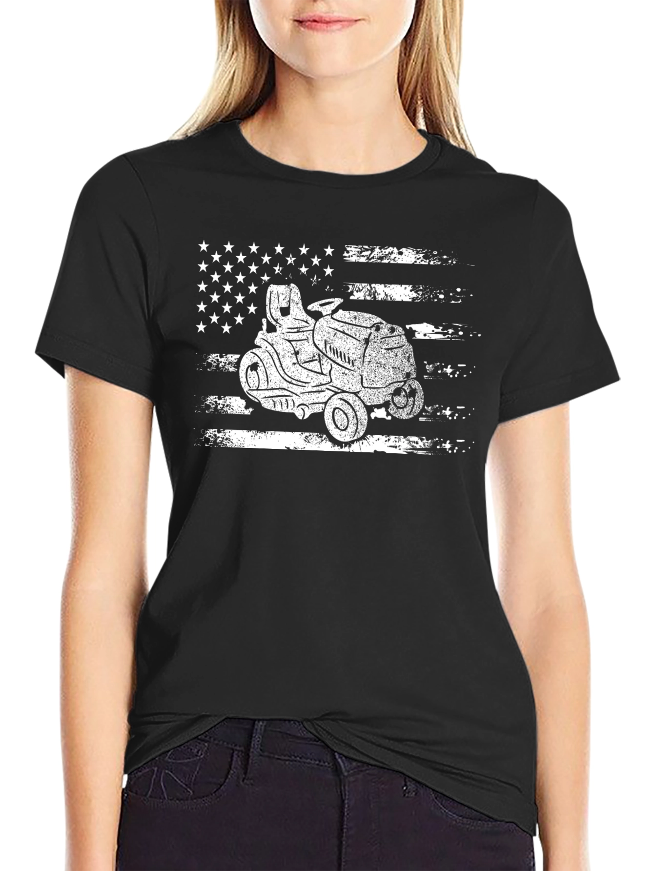 American Lawn Mower T-Shirt - Patriotic Ride