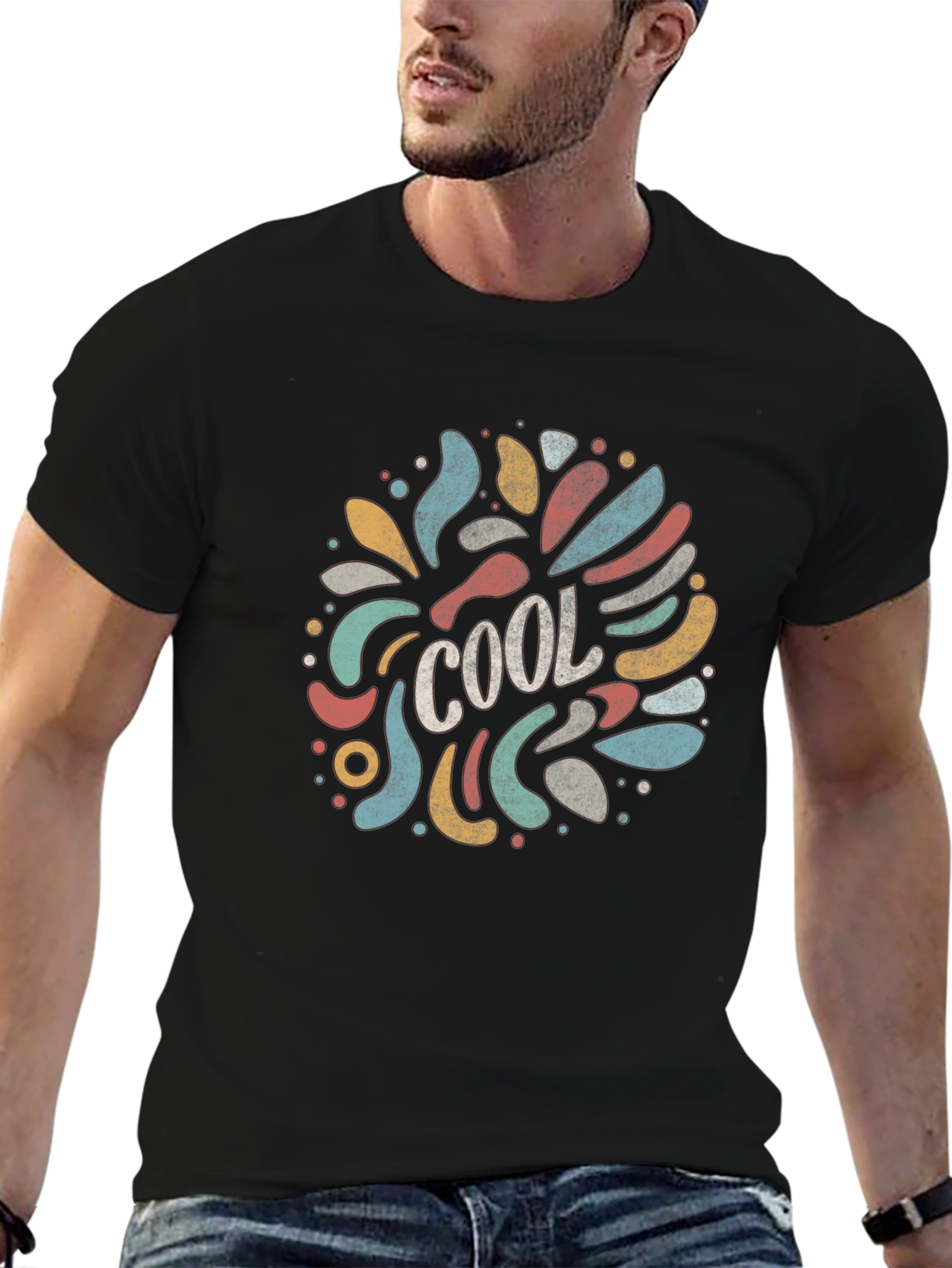 Cool Graphic Print Black T-Shirt