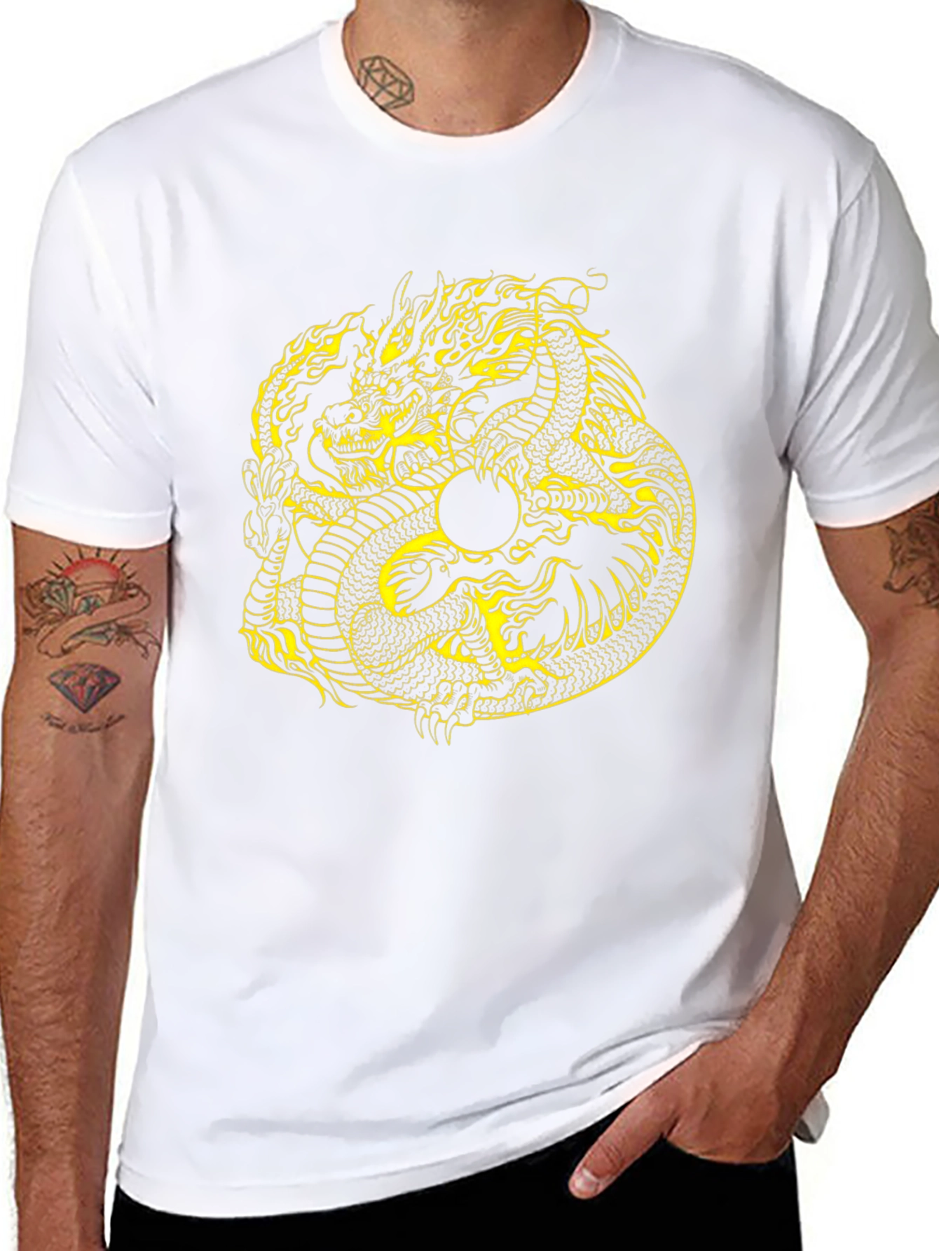 Dragon Yin Yang Graphic Black T-Shirt