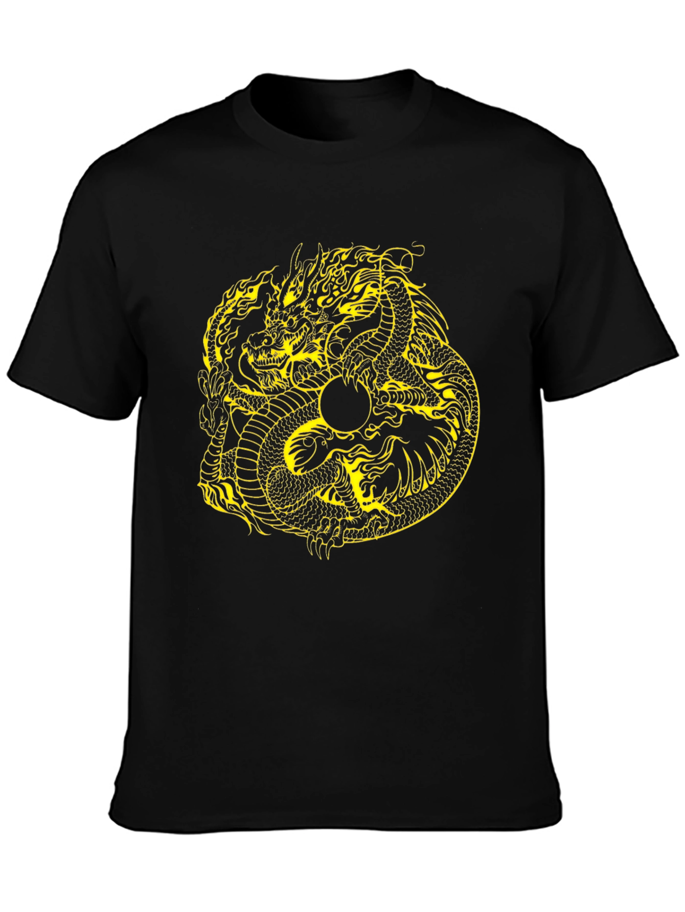 Dragon Yin Yang Graphic Black T-Shirt