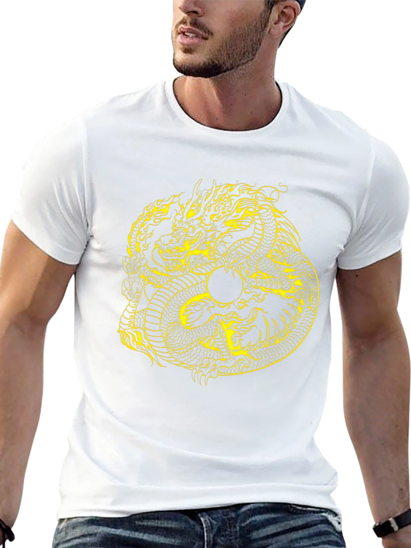 Dragon Yin Yang Graphic Black T-Shirt