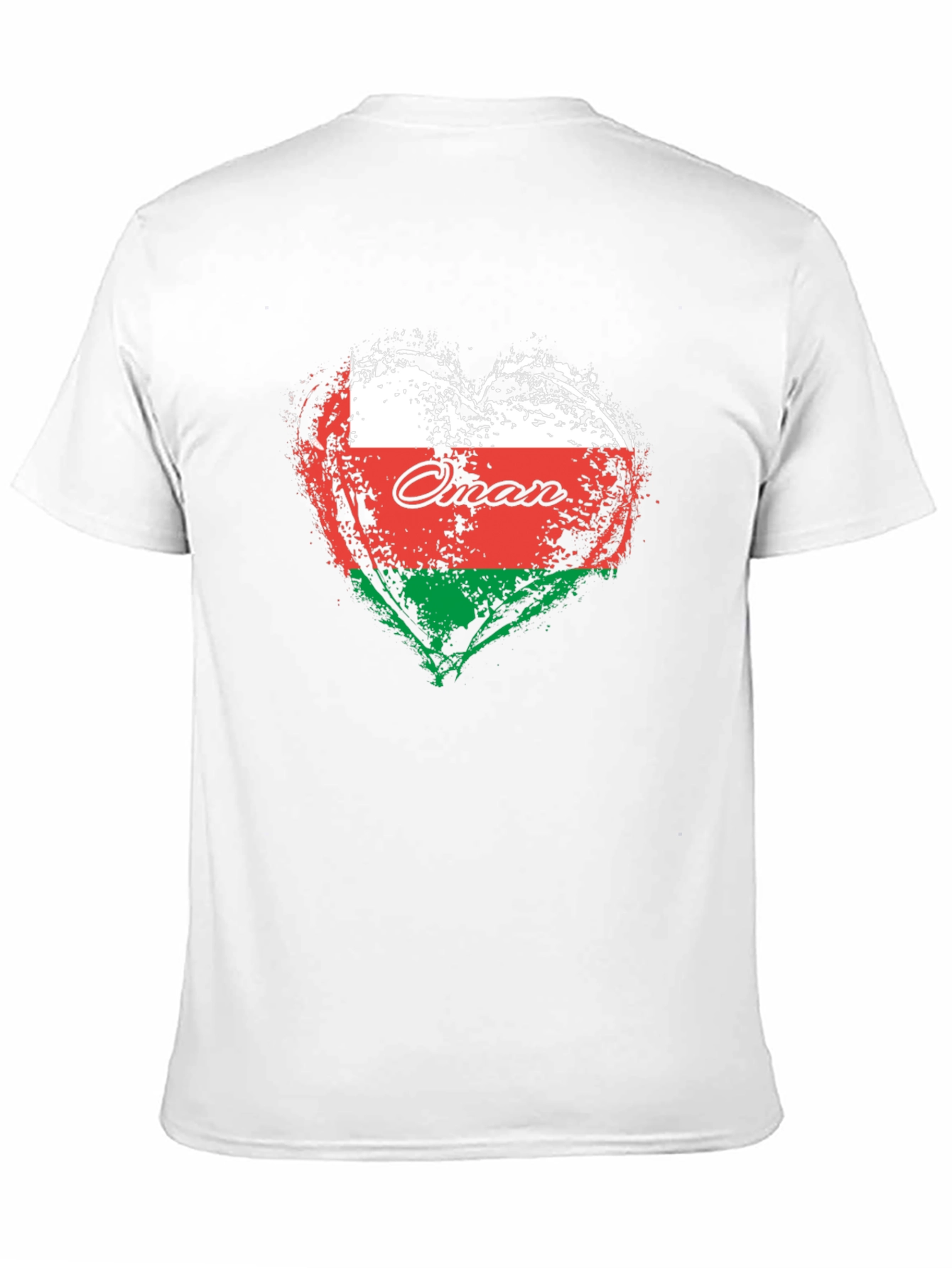 Oman Flag Heart T-Shirt Black Cotton Casual Tee