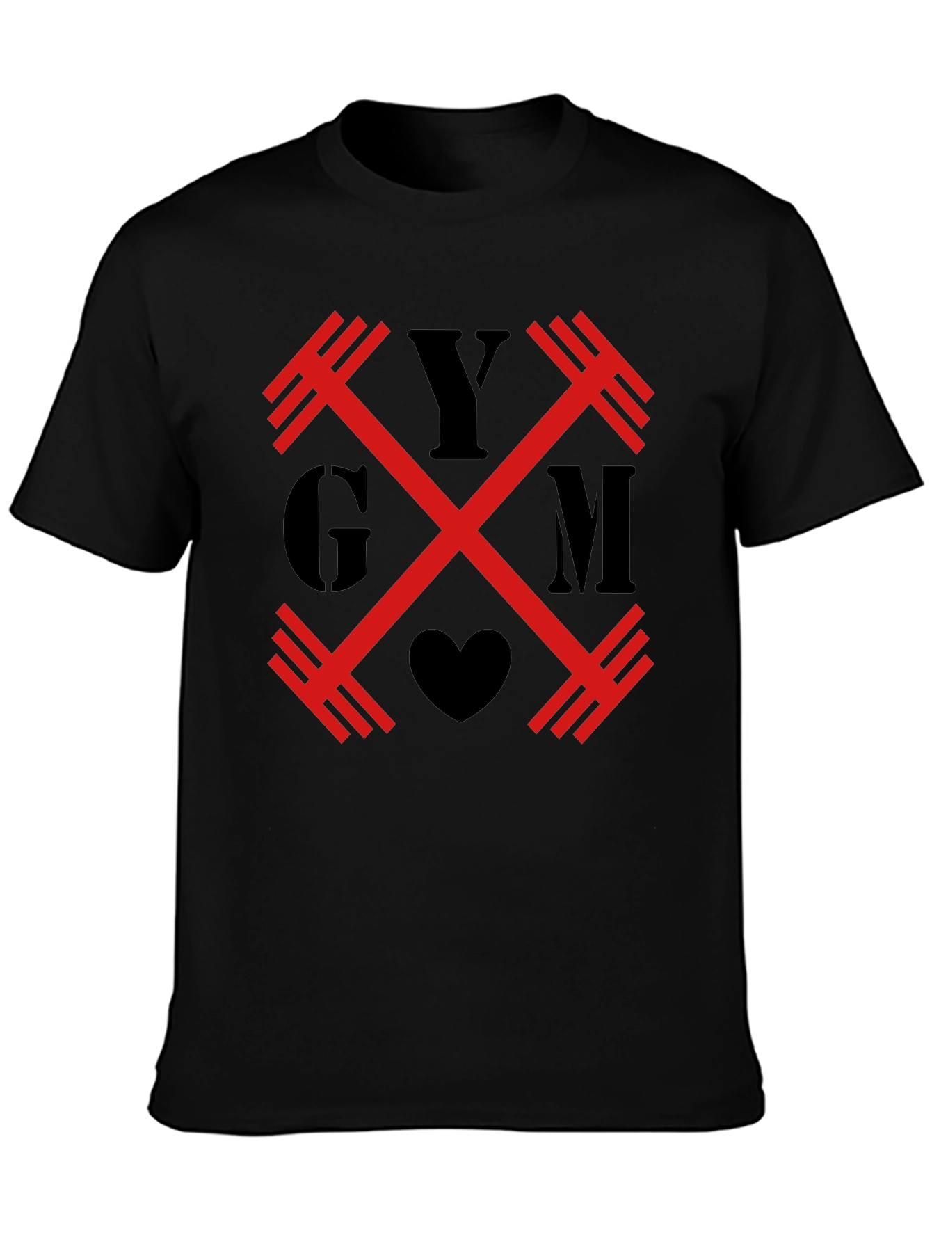 Gym & Heart Black T-Shirt Fitness Apparel