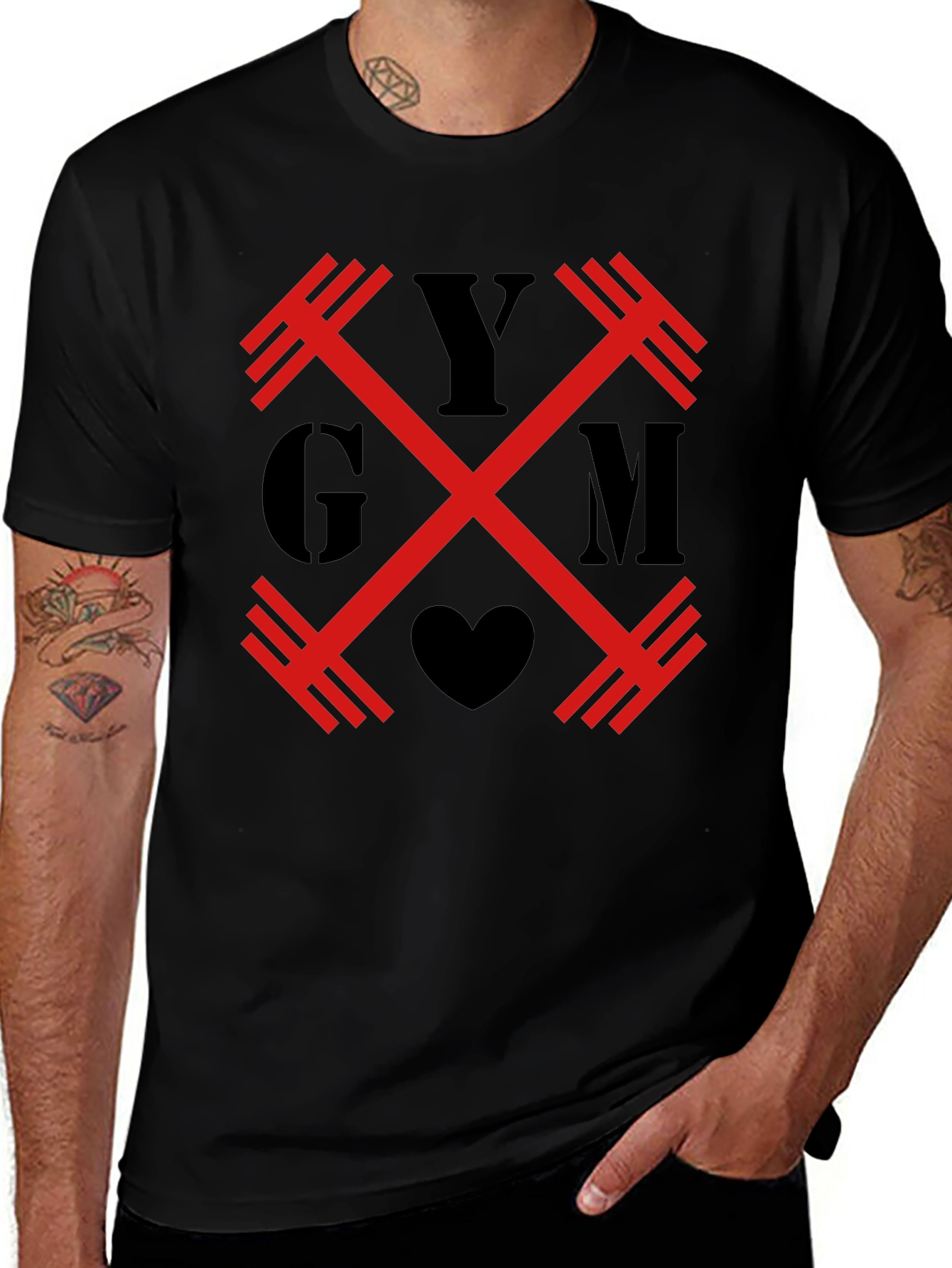 Gym & Heart Black T-Shirt Fitness Apparel