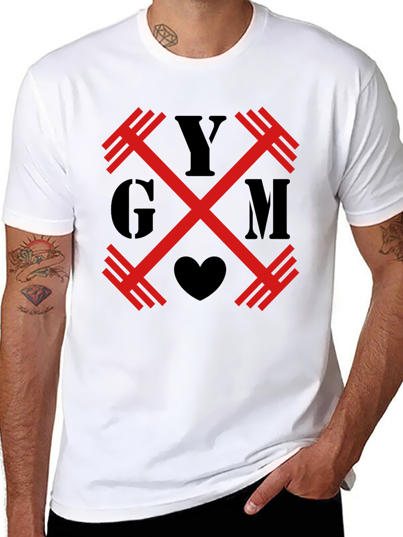 Gym & Heart Black T-Shirt Fitness Apparel