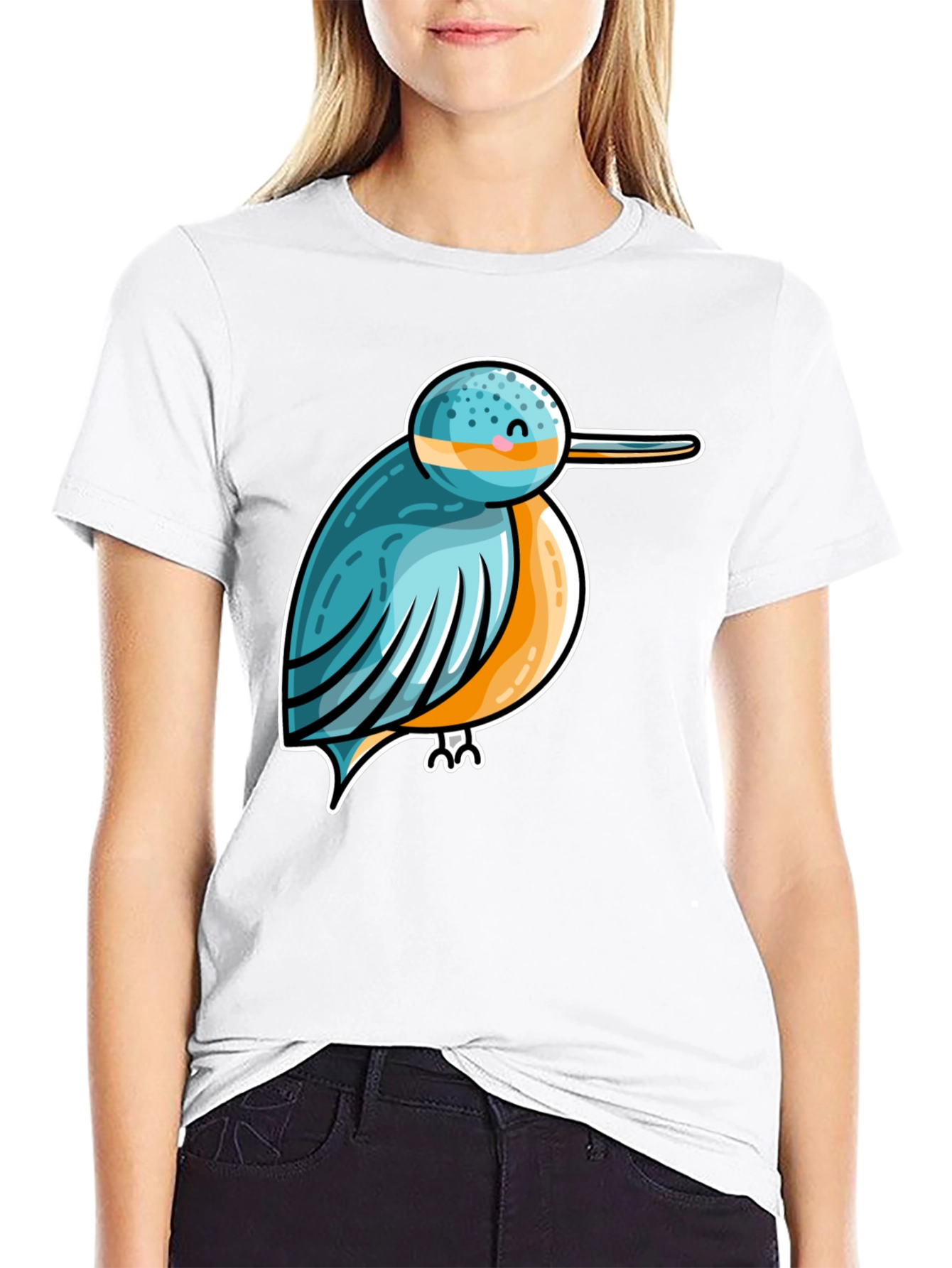 Cartoon Bird Graphic Tee - Unisex Black T-Shirt