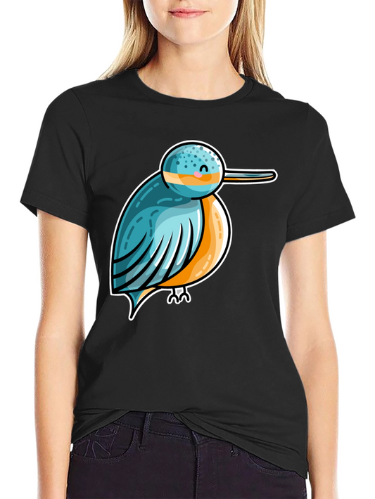 Cartoon Bird Graphic Tee - Unisex Black T-Shirt