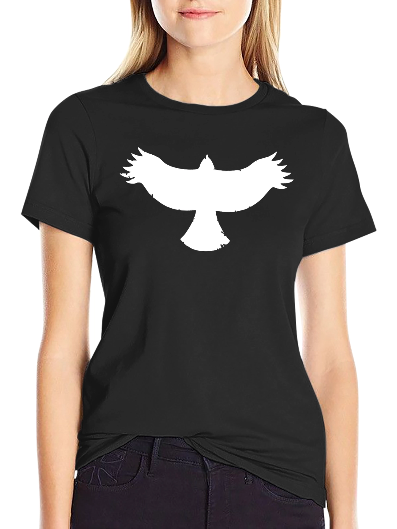 Mens Black T-Shirt with Bird Design