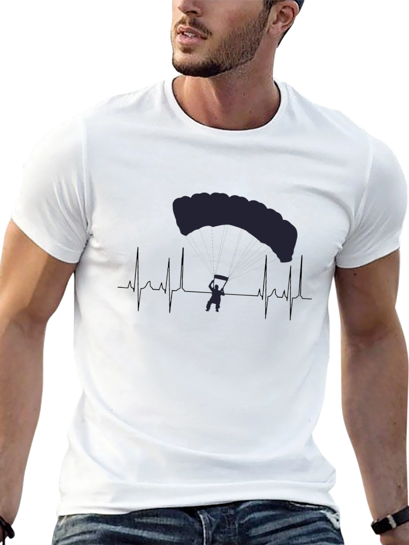 Parachute Heartbeat T-Shirt - Skydiving Enthusiast Tee