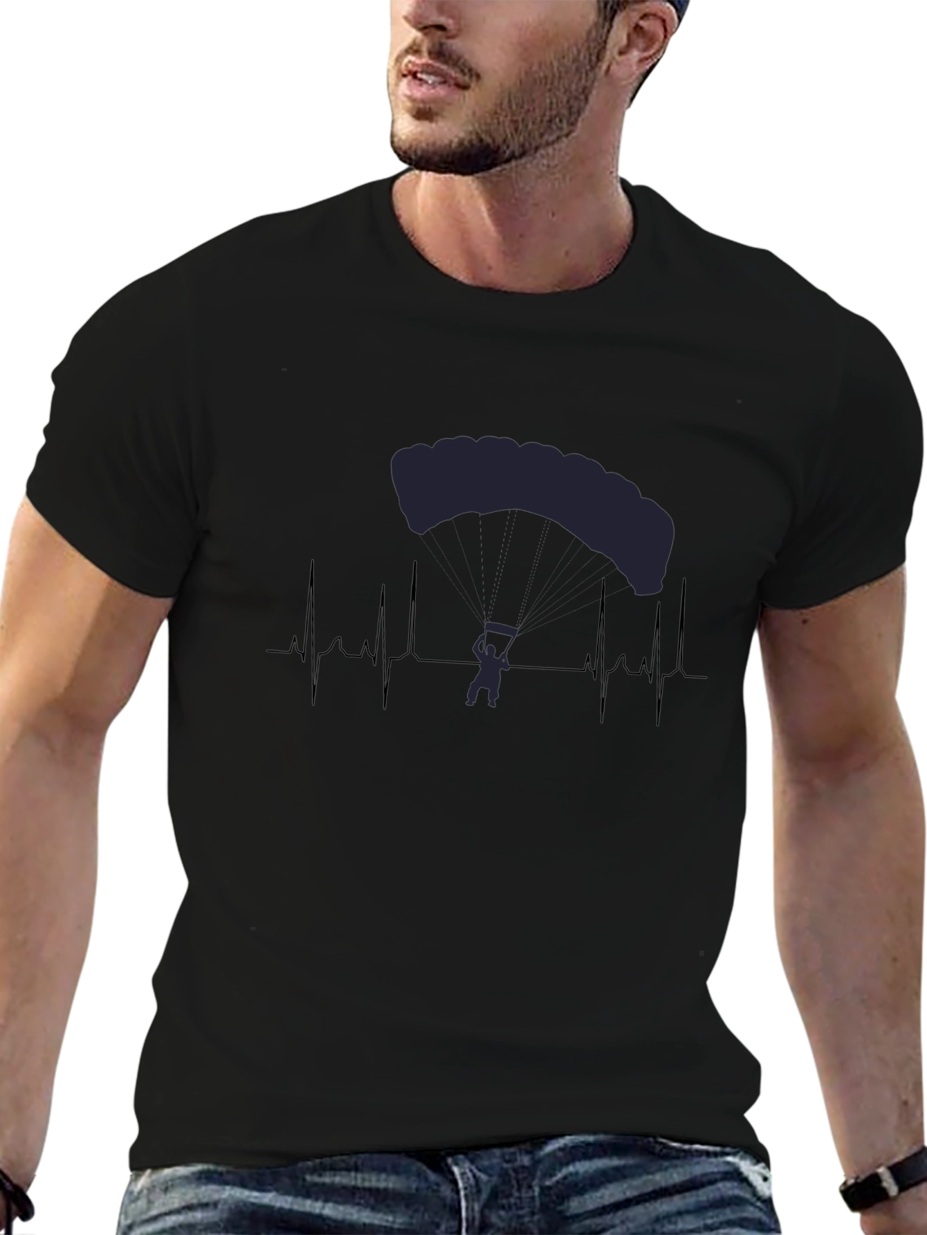 Parachute Heartbeat T-Shirt - Skydiving Enthusiast Tee