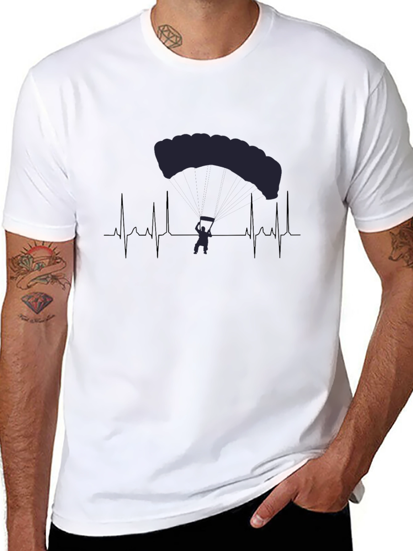 Parachute Heartbeat T-Shirt - Skydiving Enthusiast Tee