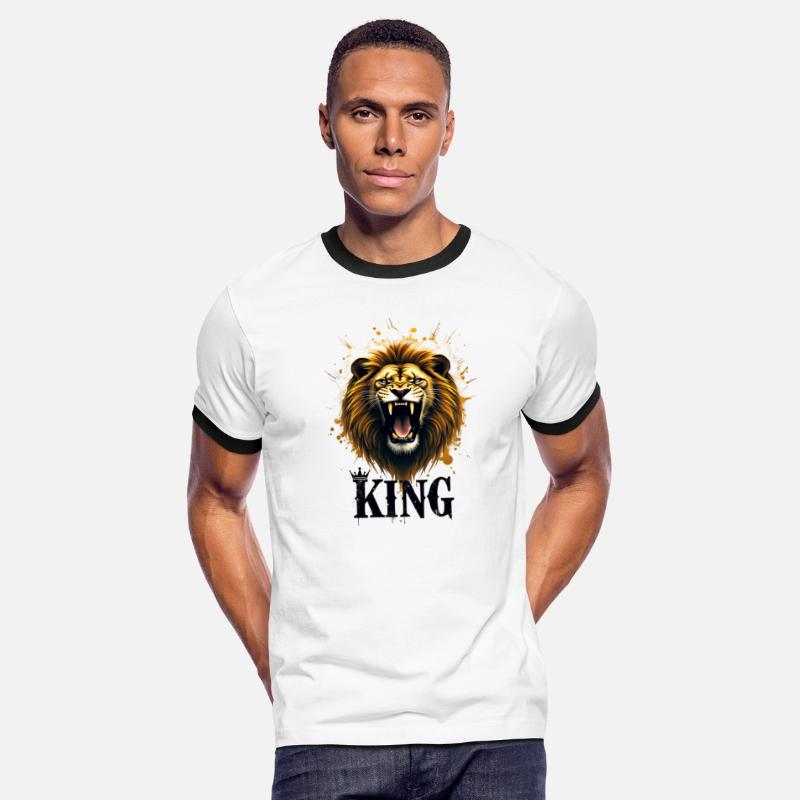 A roaring lion head emerging from splattered