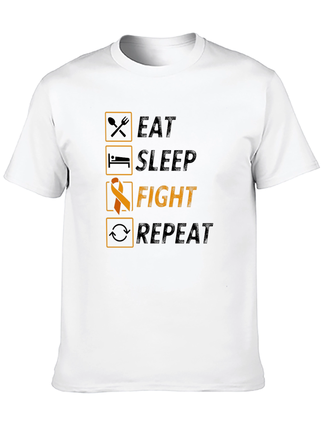Eat Sleep Fight Repeat T-Shirt - Awareness Tee