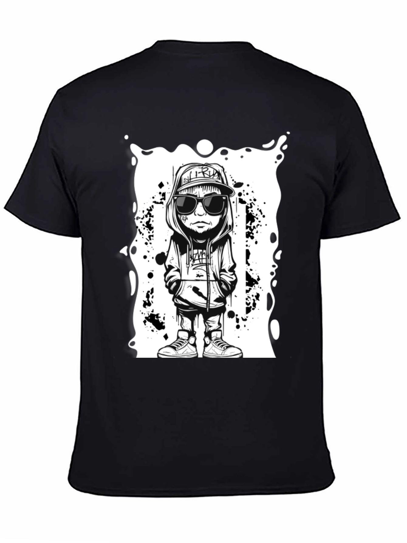 Cartoon Graphic Black Tee