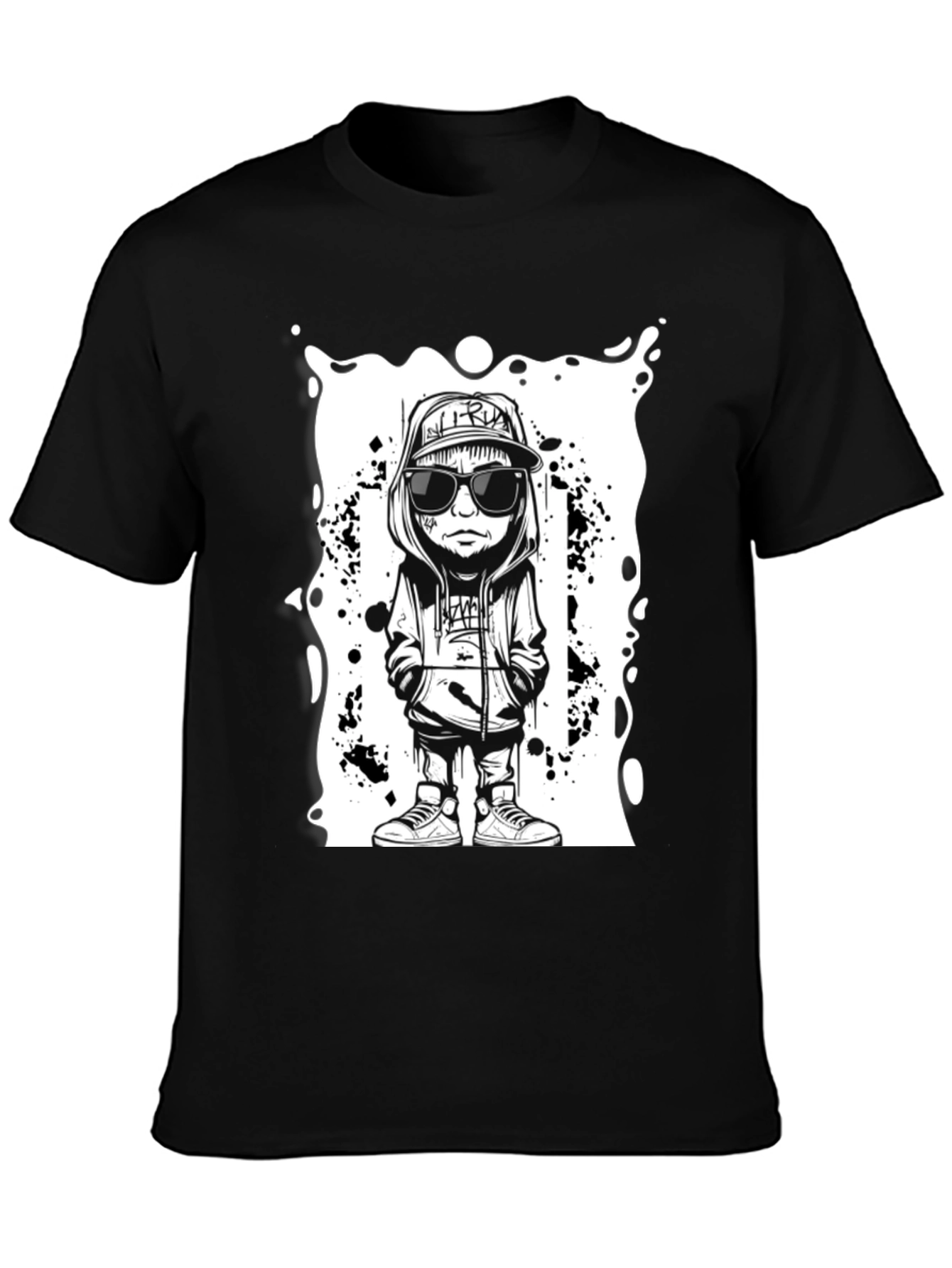 Cartoon Graphic Black Tee