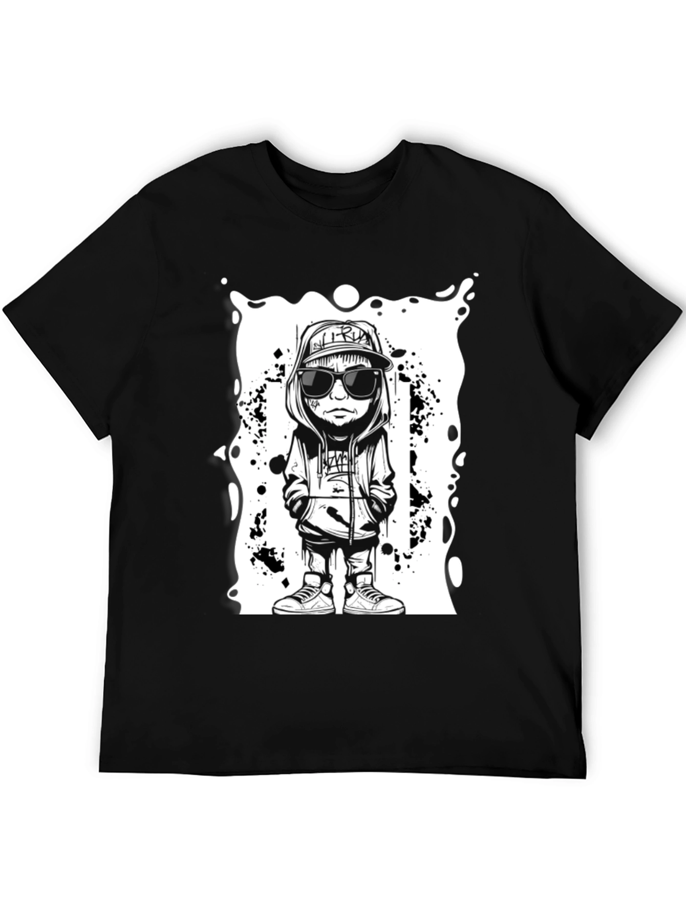 Cartoon Graphic Black Tee