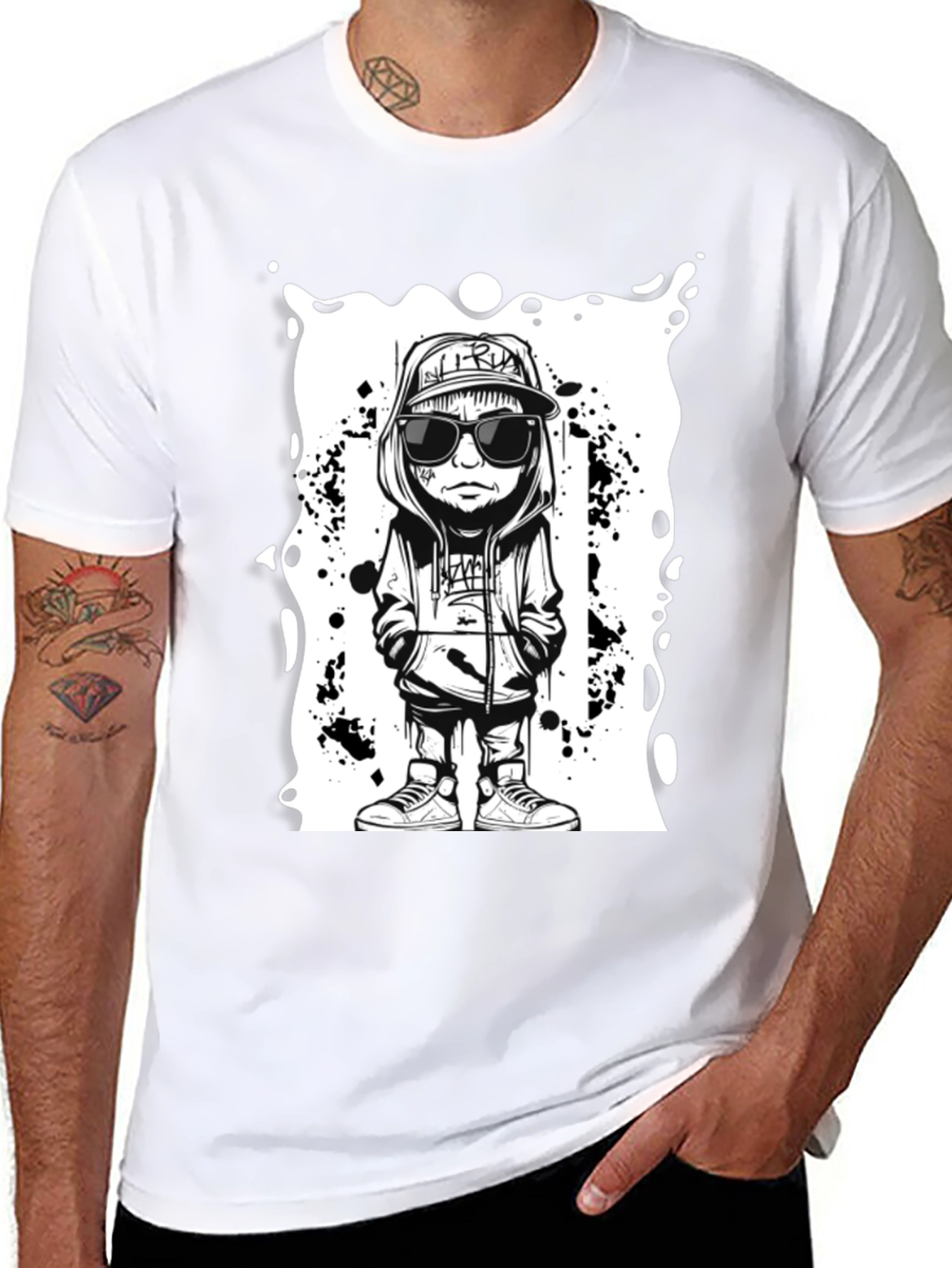 Cartoon Graphic Black Tee