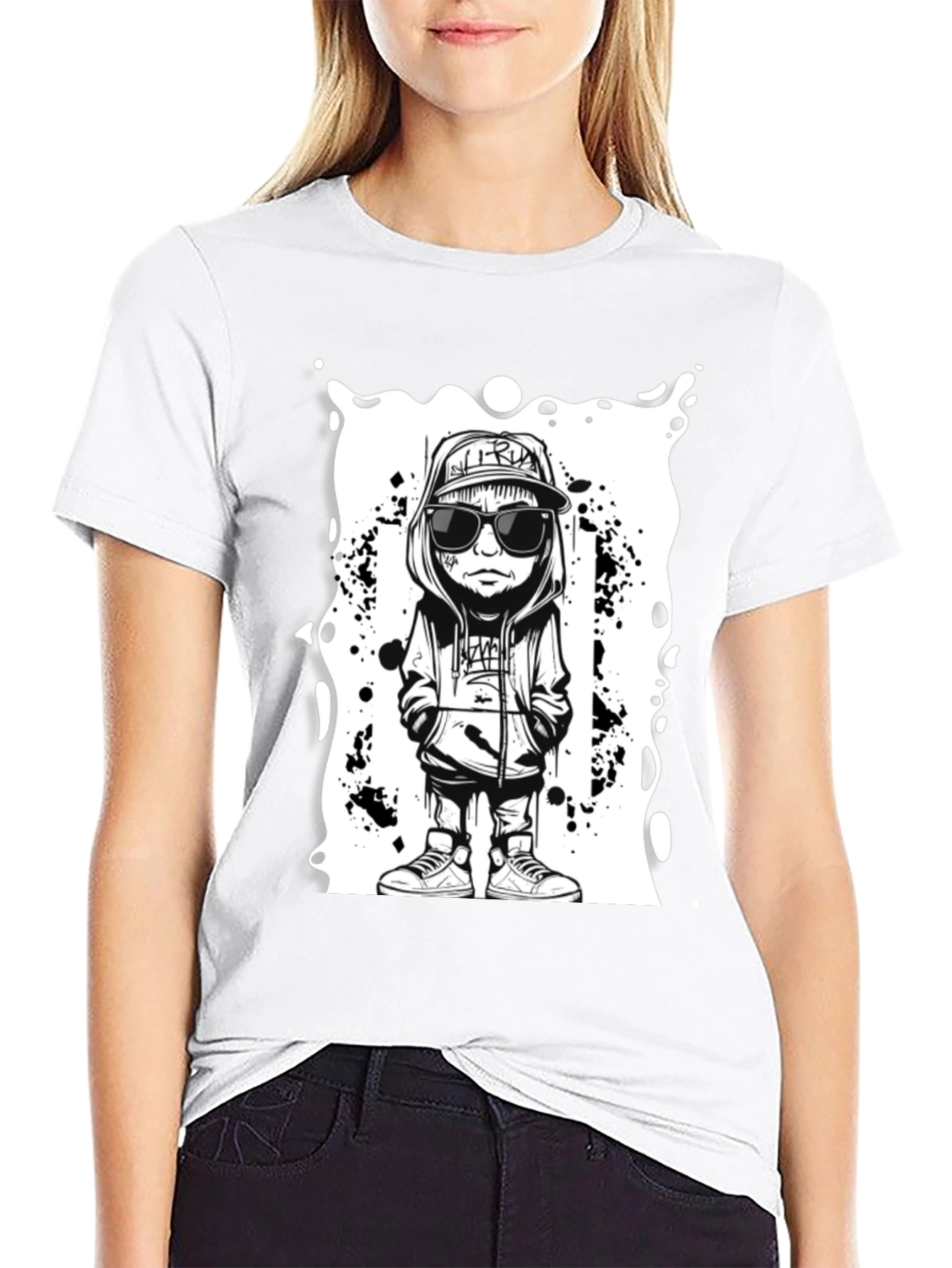 Cartoon Graphic Black Tee