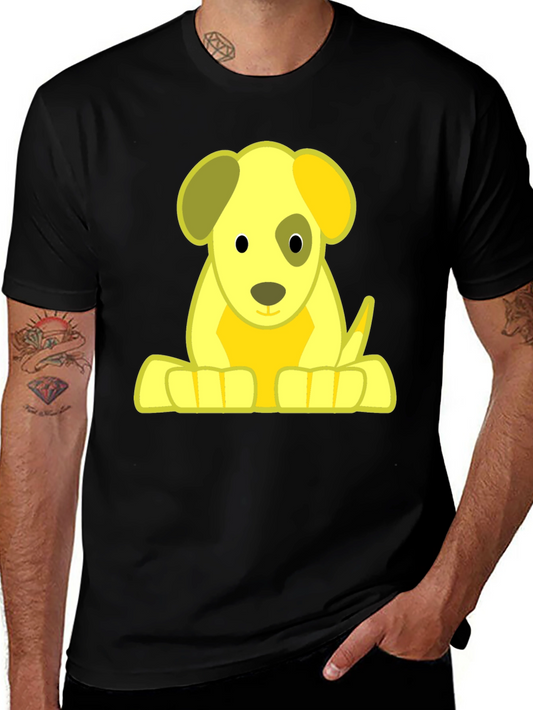 Cute Puppy Graphic Tee - Soft Black T-Shirt