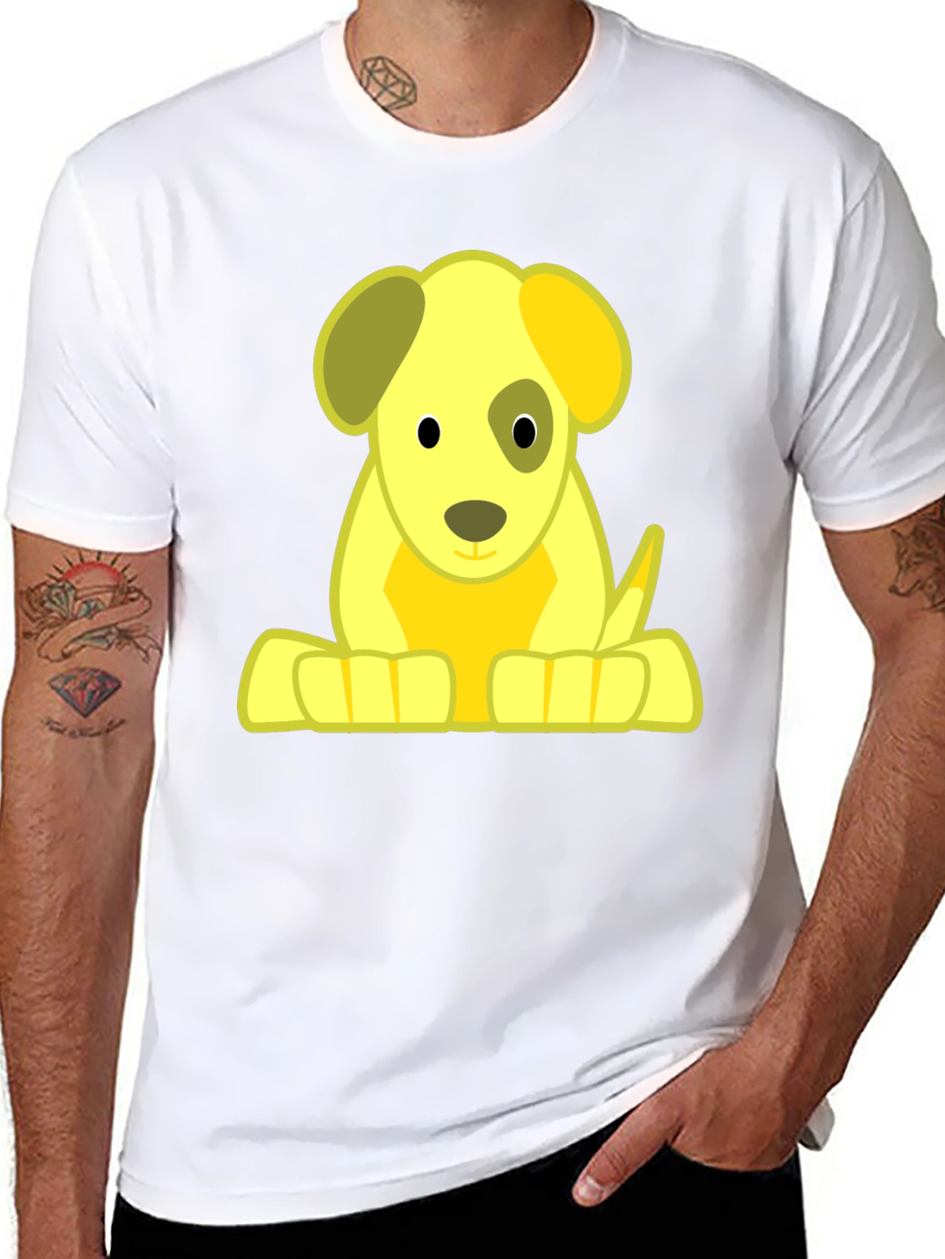 Cute Puppy Graphic Tee - Soft Black T-Shirt