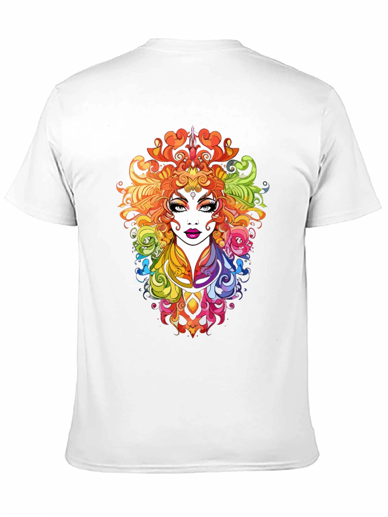Rainbow Goddess Graphic Print Black T-Shirt
