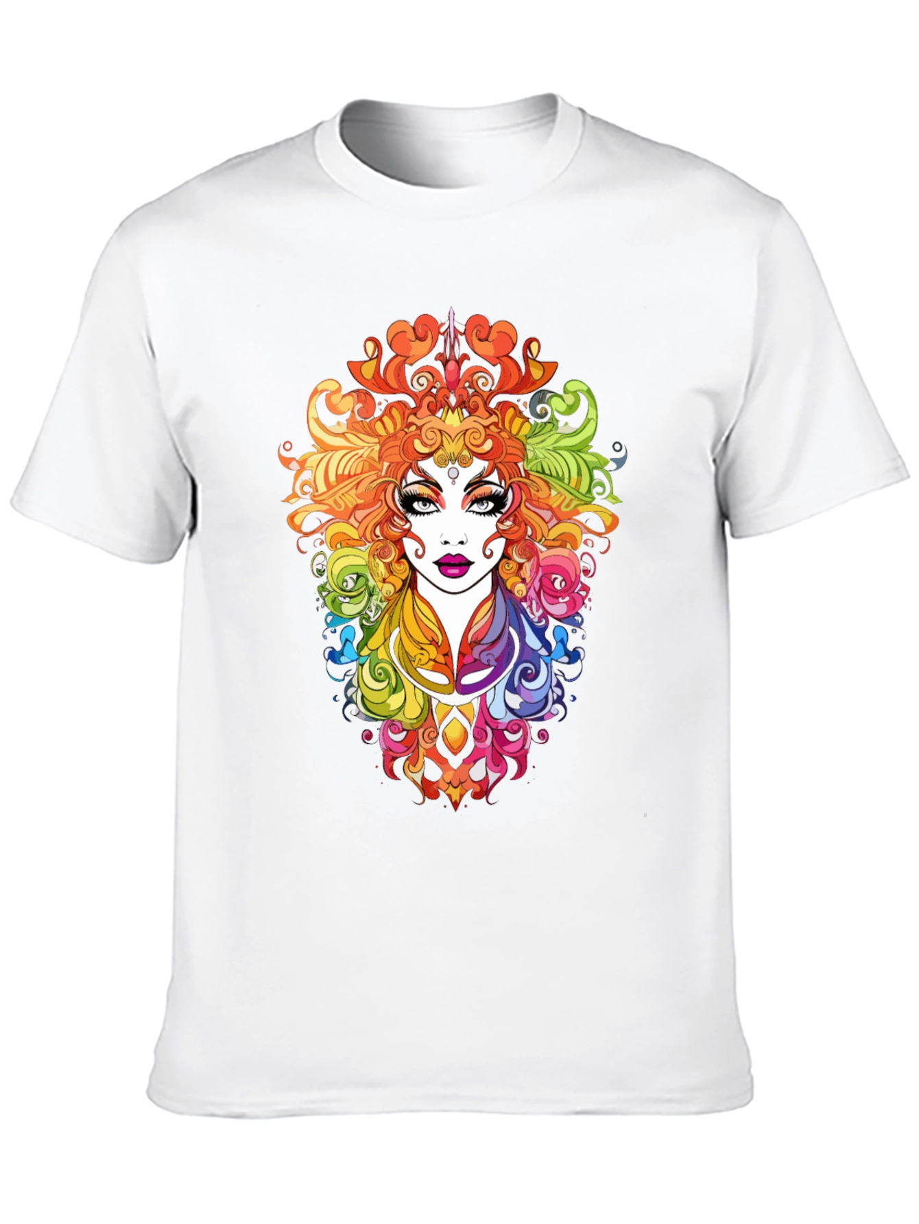 Rainbow Goddess Graphic Print Black T-Shirt