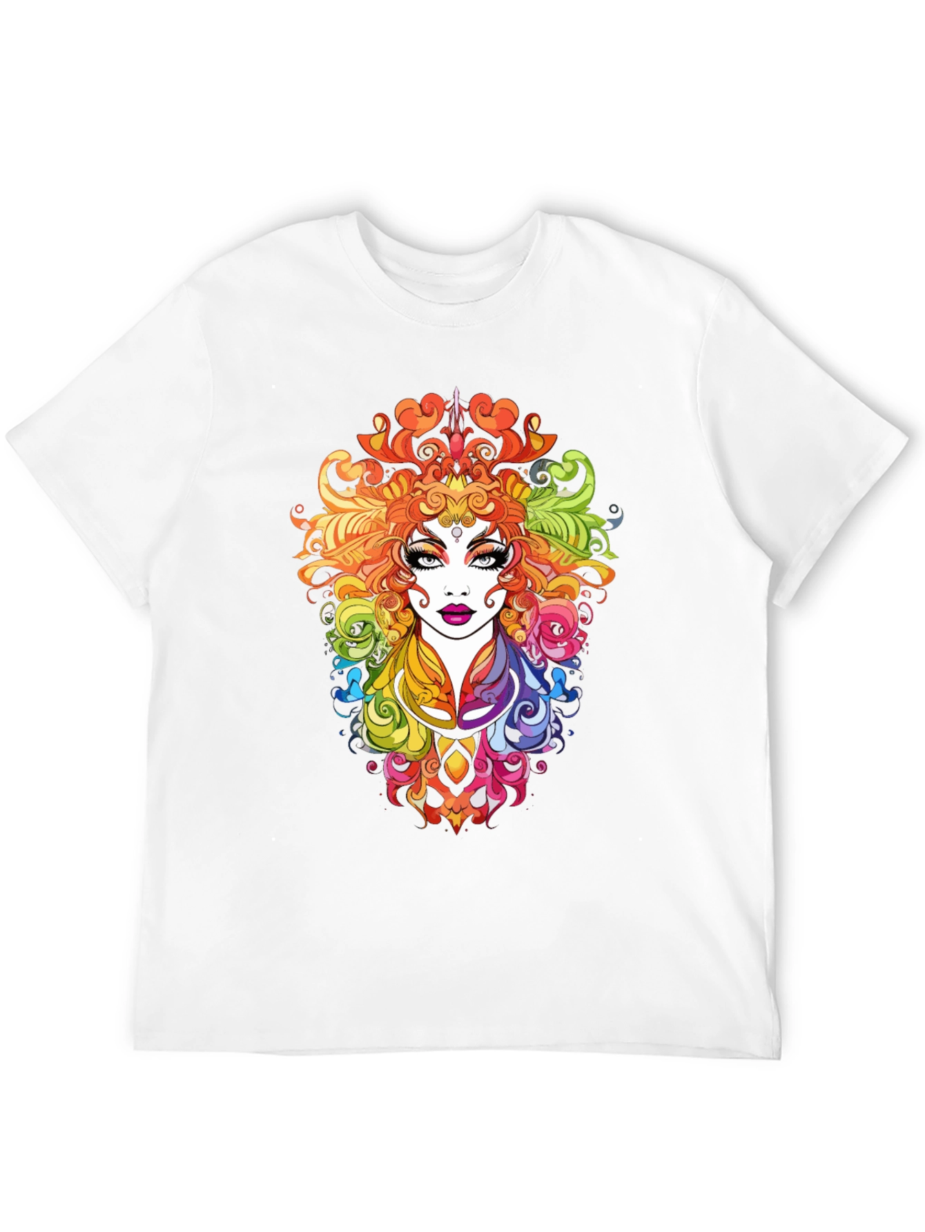 Rainbow Goddess Graphic Print Black T-Shirt